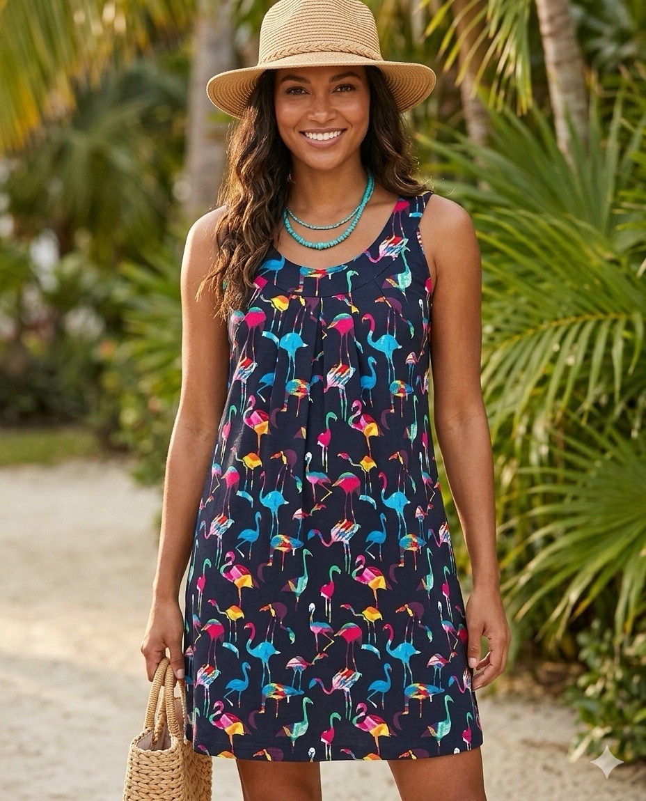 Hawaii Hangover Flamingo Dress Womens Small S Black Sleeveless Tropical NWT