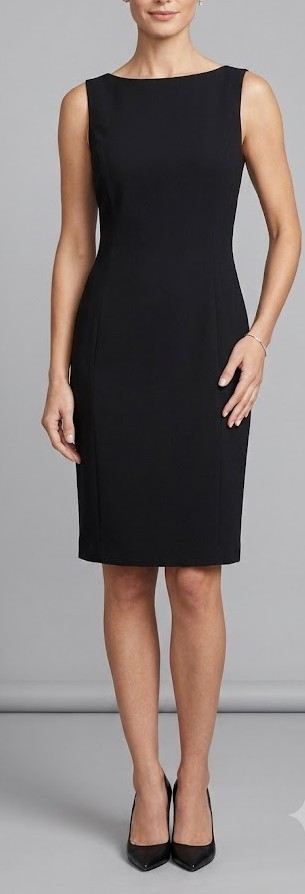 Liz Claiborne Size 10 Black Sleeveless Boatneck Sheath Dress LBD Work Cocktail.