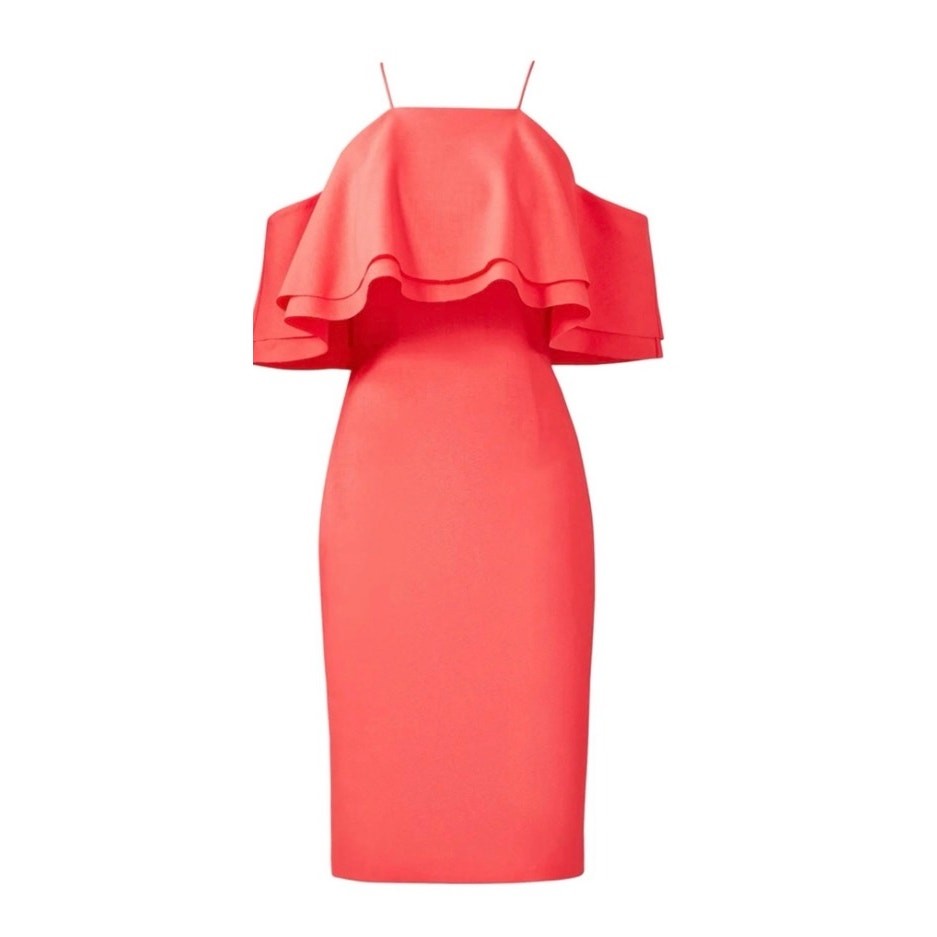 Badgley Mischka Coral Cold Shoulder Mini Dress 6