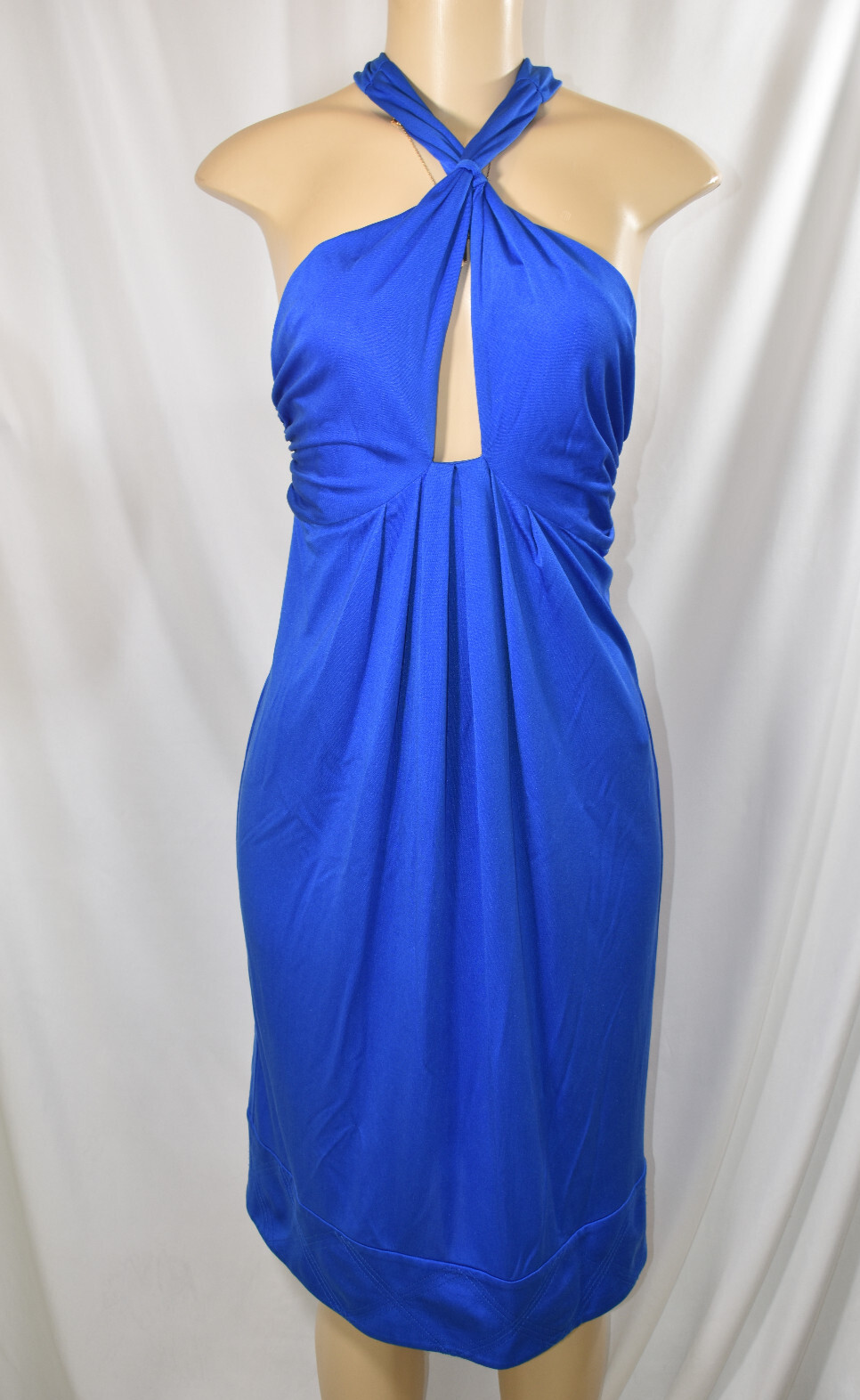 NWT Diane von Furstenberg Silk Blend Cobalt Blue Halter Cocktail Dress 6