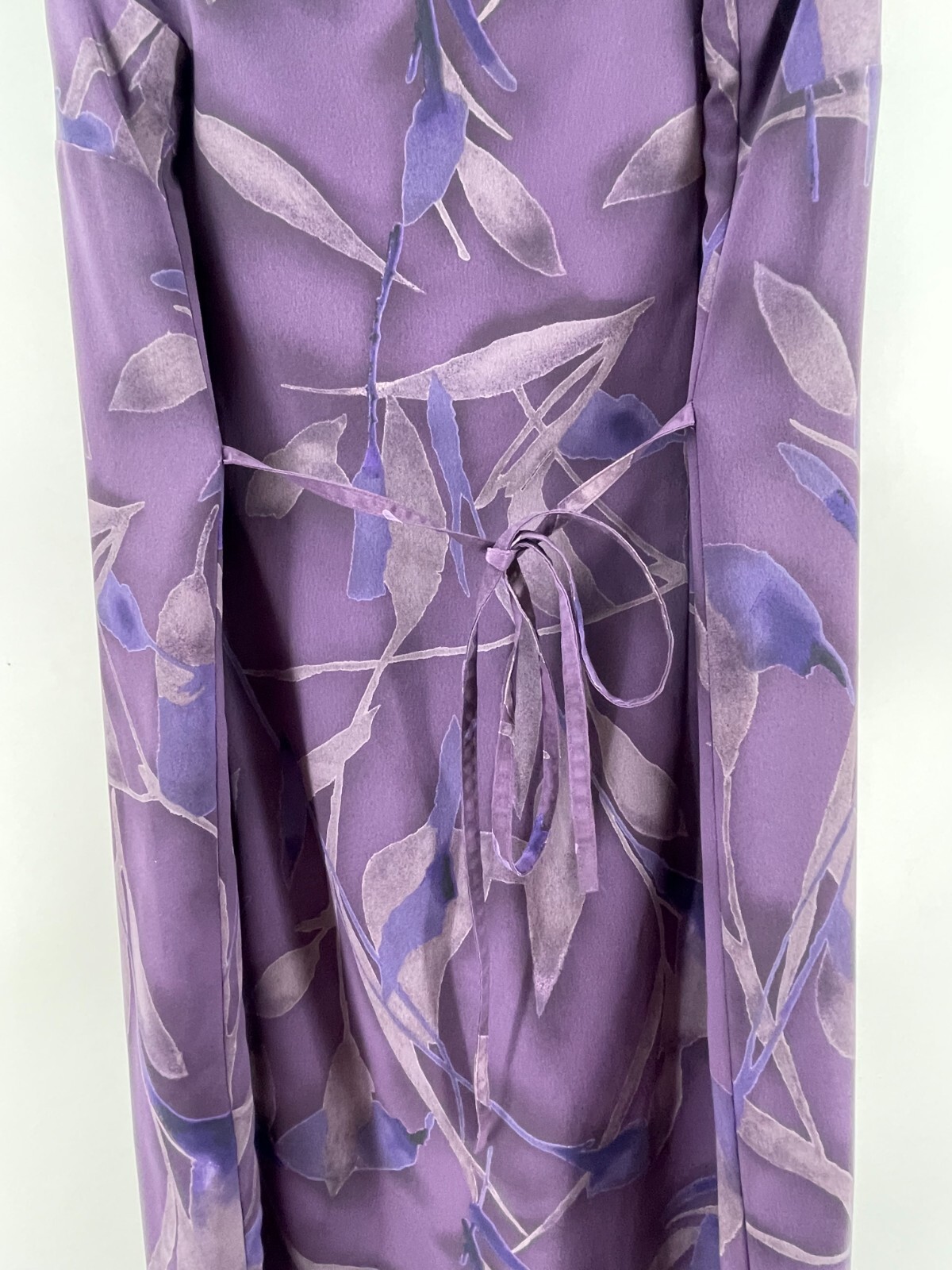 Norton McNaughton Purple Floral Sleeveless Maxi Dress Back Tie Size Large