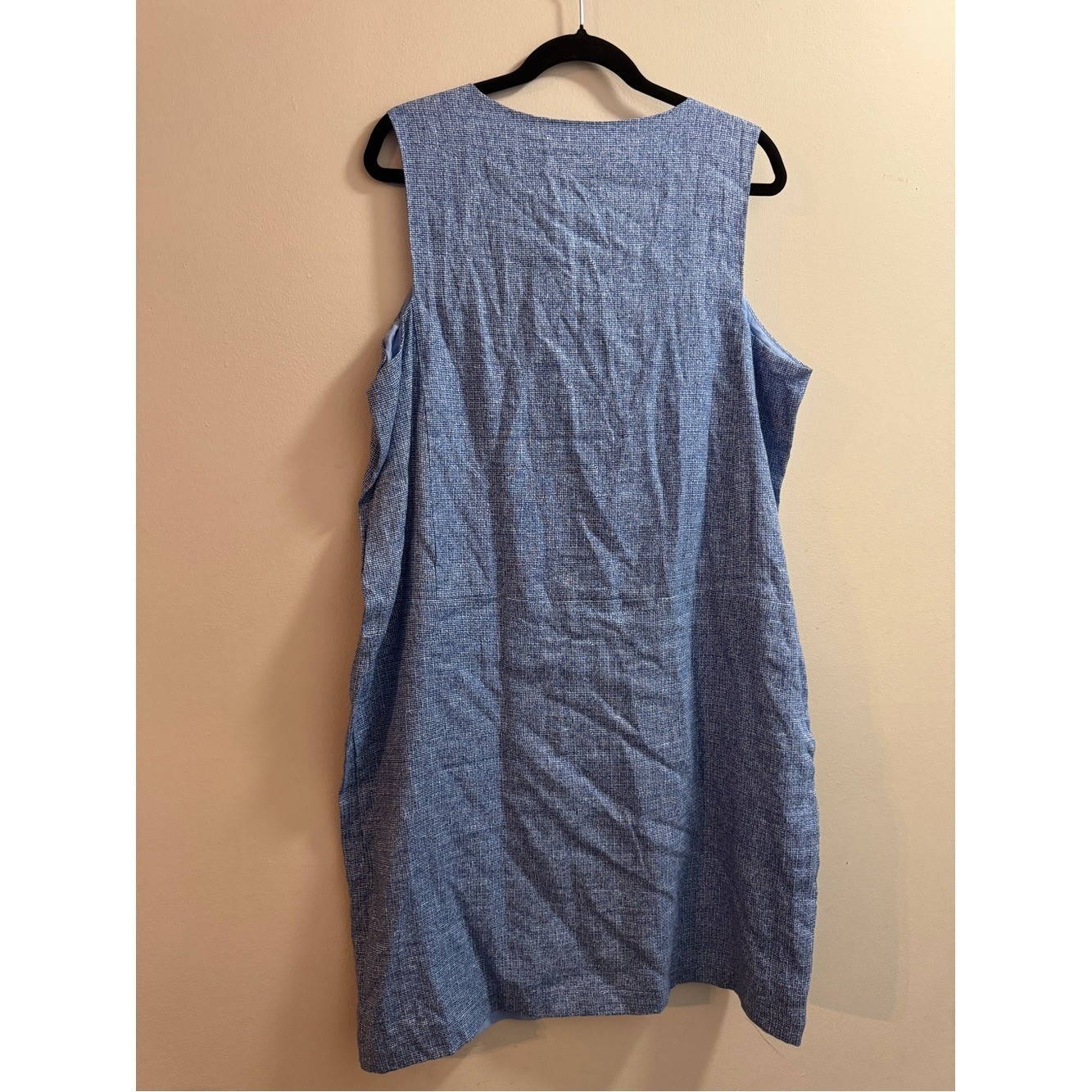J Mclaughlin Light Blue Sleeveless Linen-Blend Shift Dress