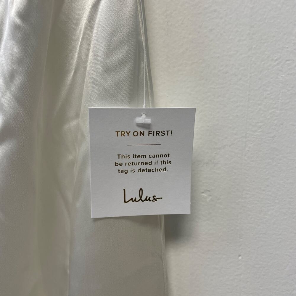 Lulus Luxe Destiny White Satin Backless Halter Mermaid Maxi Dress XS
