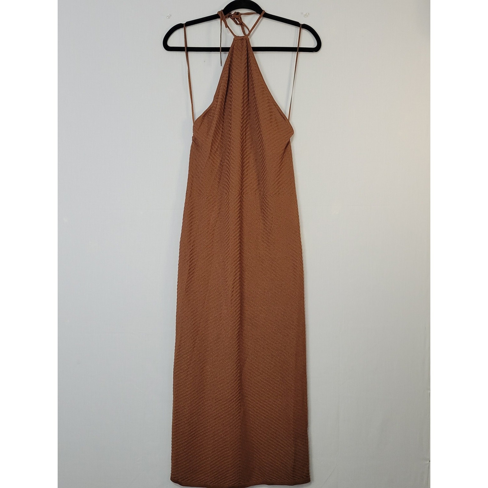 The Normal Brand Desi Halter Dress in Clay size M Open Back Resort Neutral, New