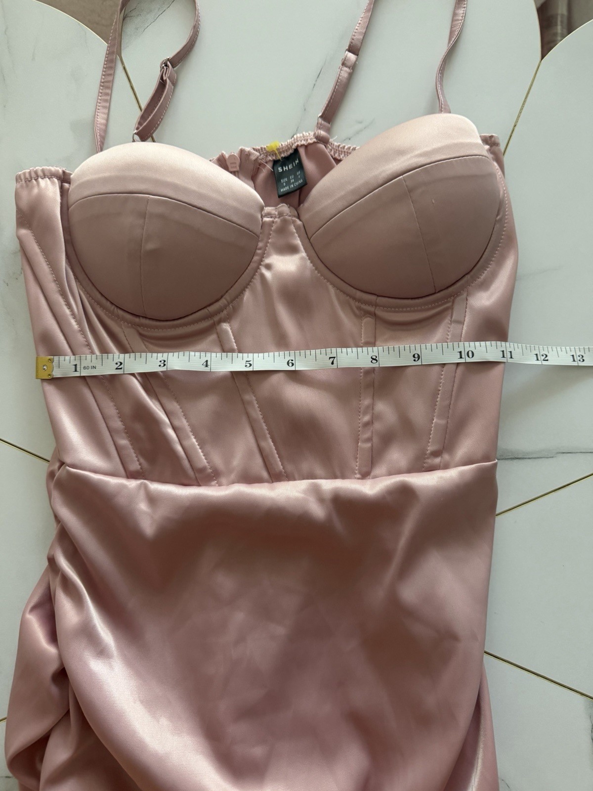 Pink Solid Satin Sweetheart Ruched Bodycon Mini Dress Zip Size S