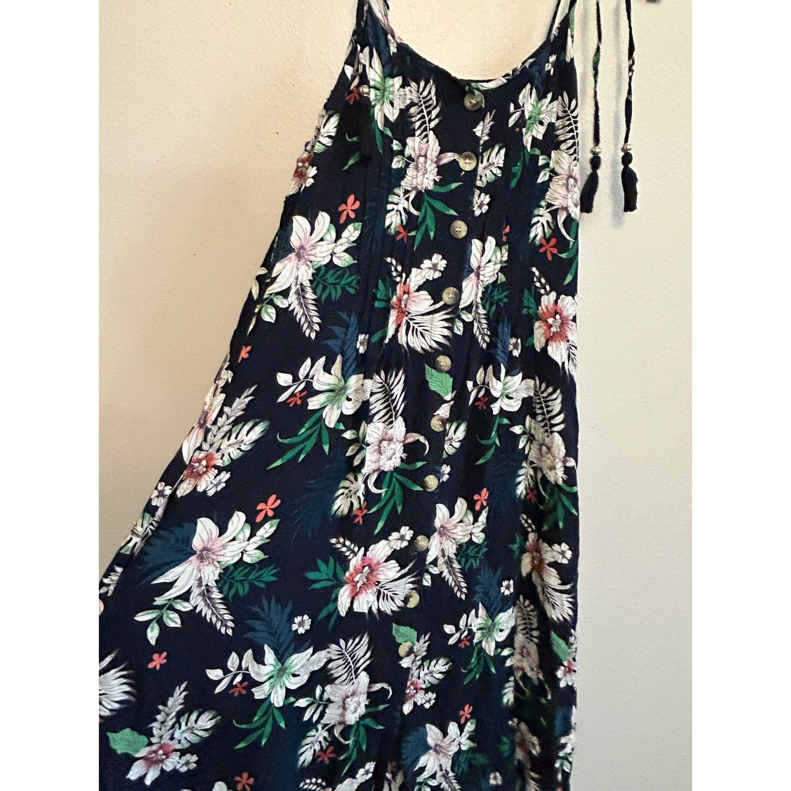 Floral Boho Maxi Dress button down 90s y2k Prairie Cottagecore Hawaiian Sz S