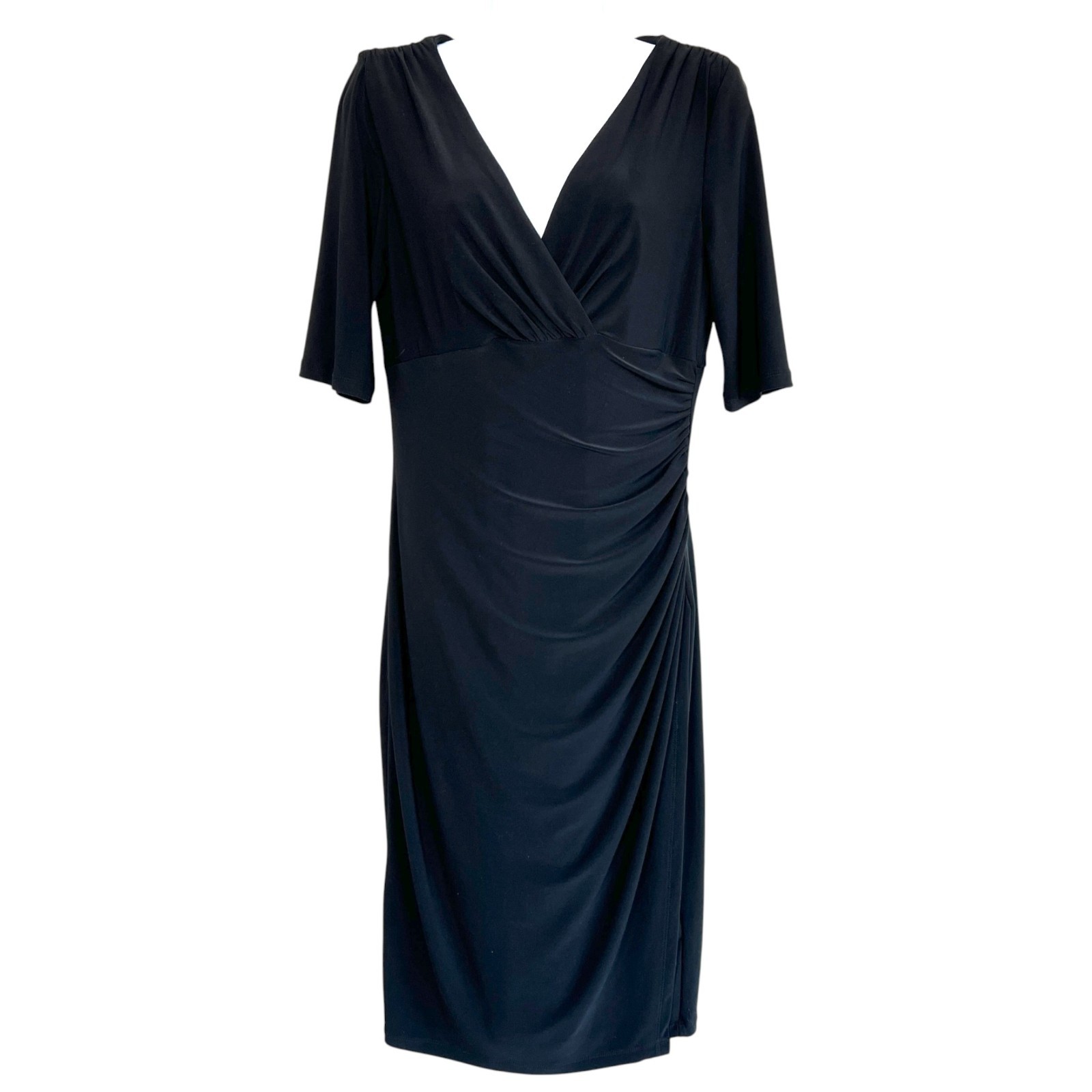 Lauren Ralph Lauren Womens Faux Wrap Ruched Side Dress Size 6 LBD Versatile