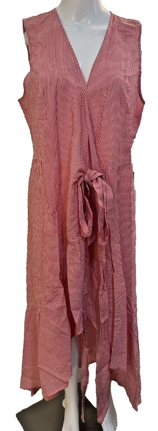 Who What Wear Womans Asymmetrical Wrap Maxi Dress Size L Striped Beachy Resort