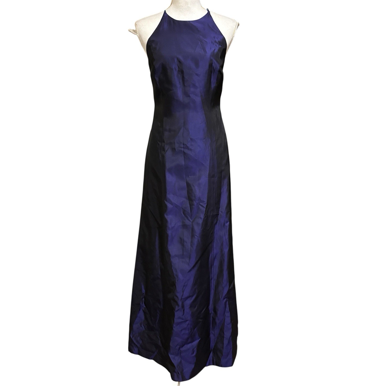 Vintage 90s Ann Taylor Loft Whimsygoth Dress Purple Beaded Strap Gown Made USA 8