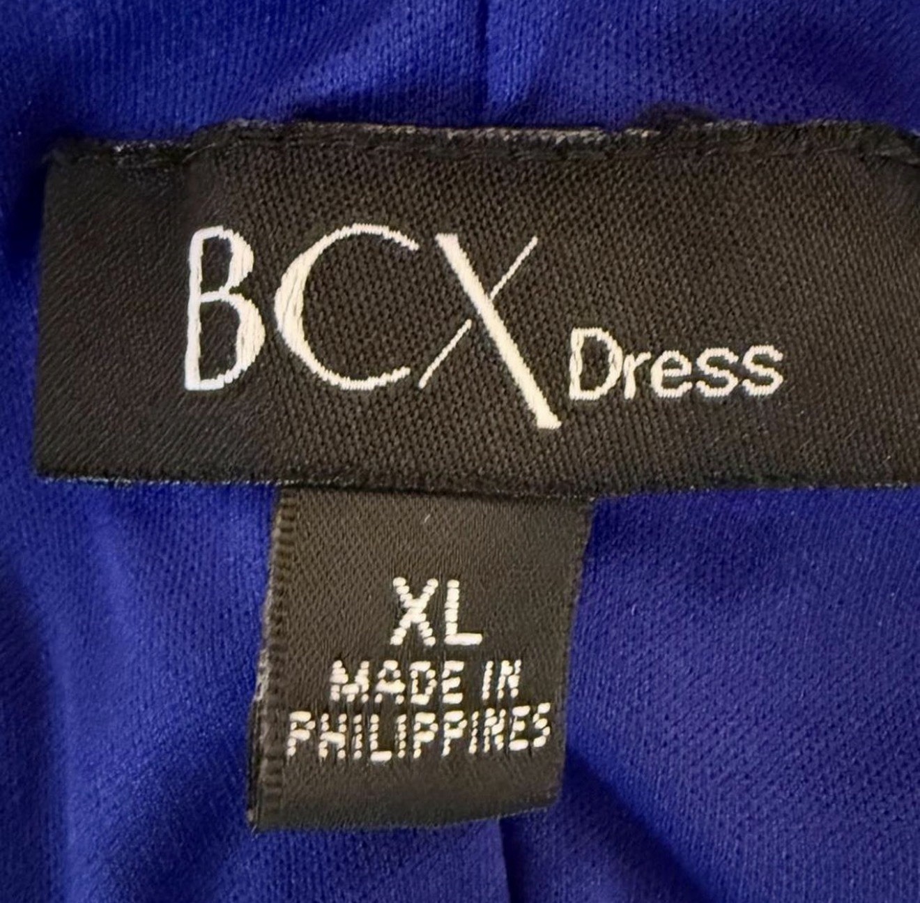 BCX Women’s Blue Black Solid Round Neck Sleeveless Ruched Sheath Dress XL