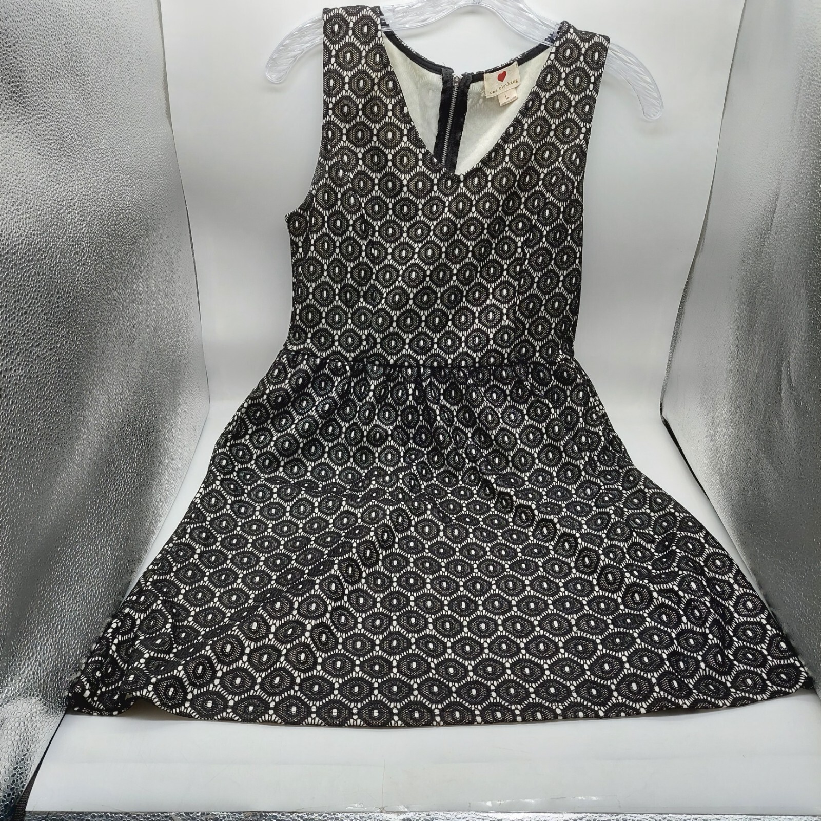 One Heart Clothing Dress Size Large Black Lace Sleeveless Zipper