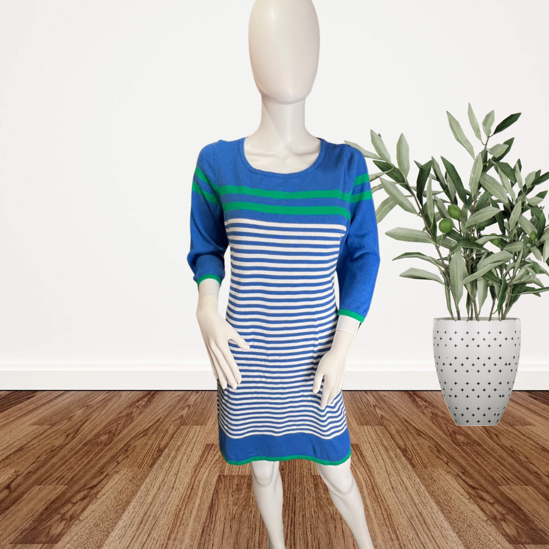 Design History Dress XL Colorblock Mod Style Nautical Striped Casual Knit Dress