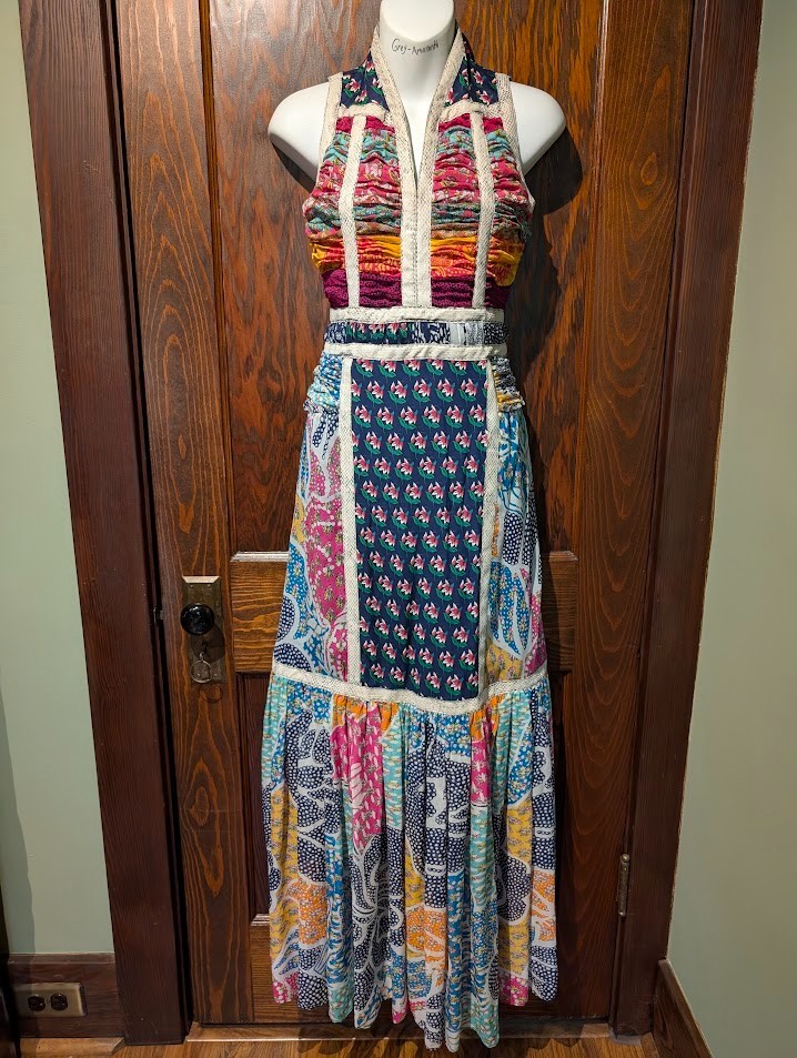 DIANE VON FURSTENBERG Amabelle Altered Bohemian Patchwork Maxi Dress silk DVF 6I
