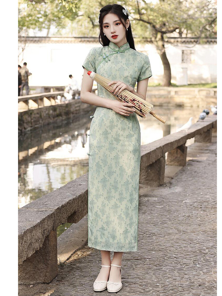 Elegant Modern Improved Cheongsam Dress Women Summer Qipao Mandarin Collar Party