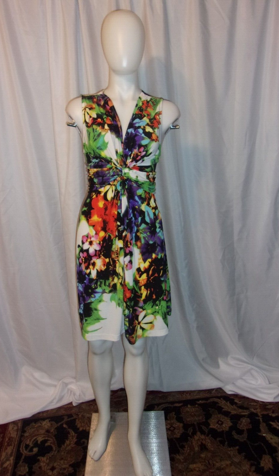 VENUS Women’s Multicolor Sleeveless A-Line Dress Ties In The back SIZE S