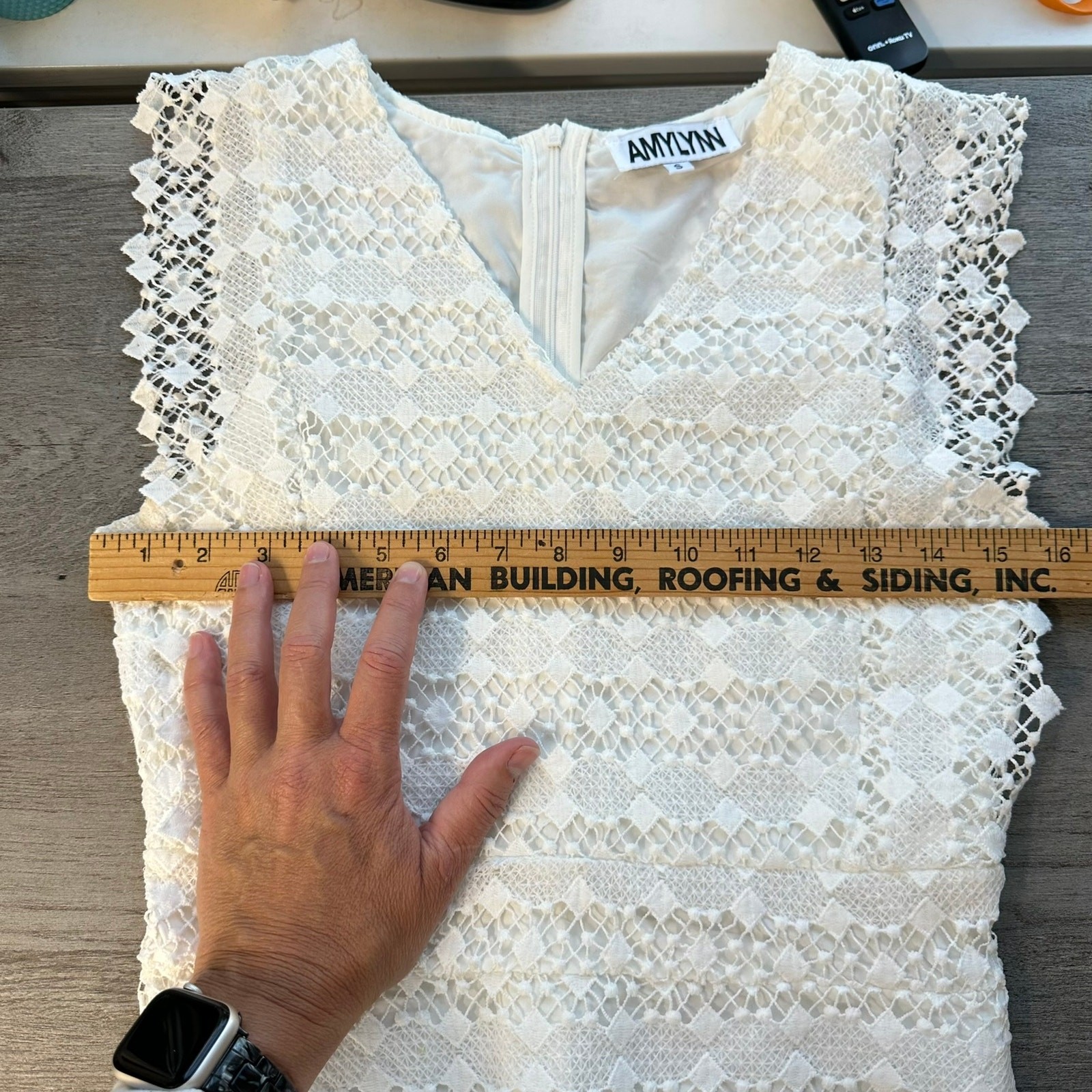 AmyLynn Flutter Sleeve White Lace Dress A-Line Small
