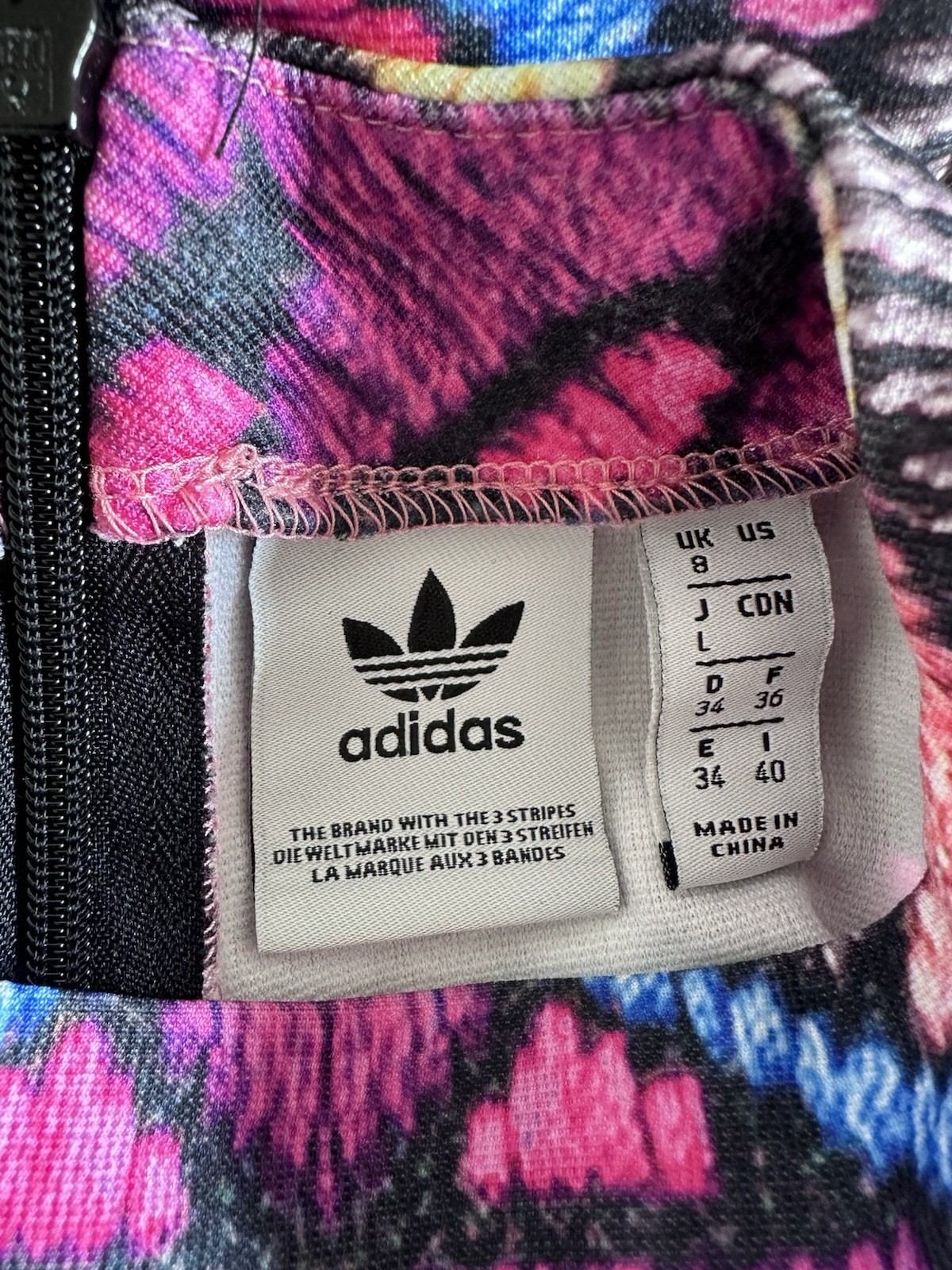 adidas Women’s Multicolor Geometric Tank Dress Short Sleeve Zip Logo US 4