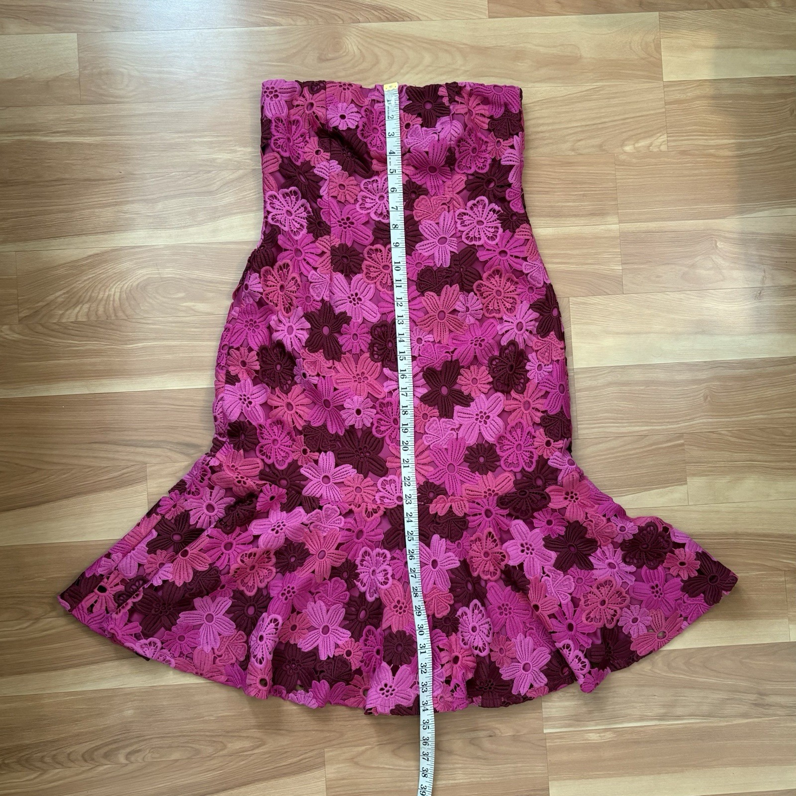 Alexia Admor Romantic Feminine Floral Lace Strapless Cocktail Dress Sz 8 Medium