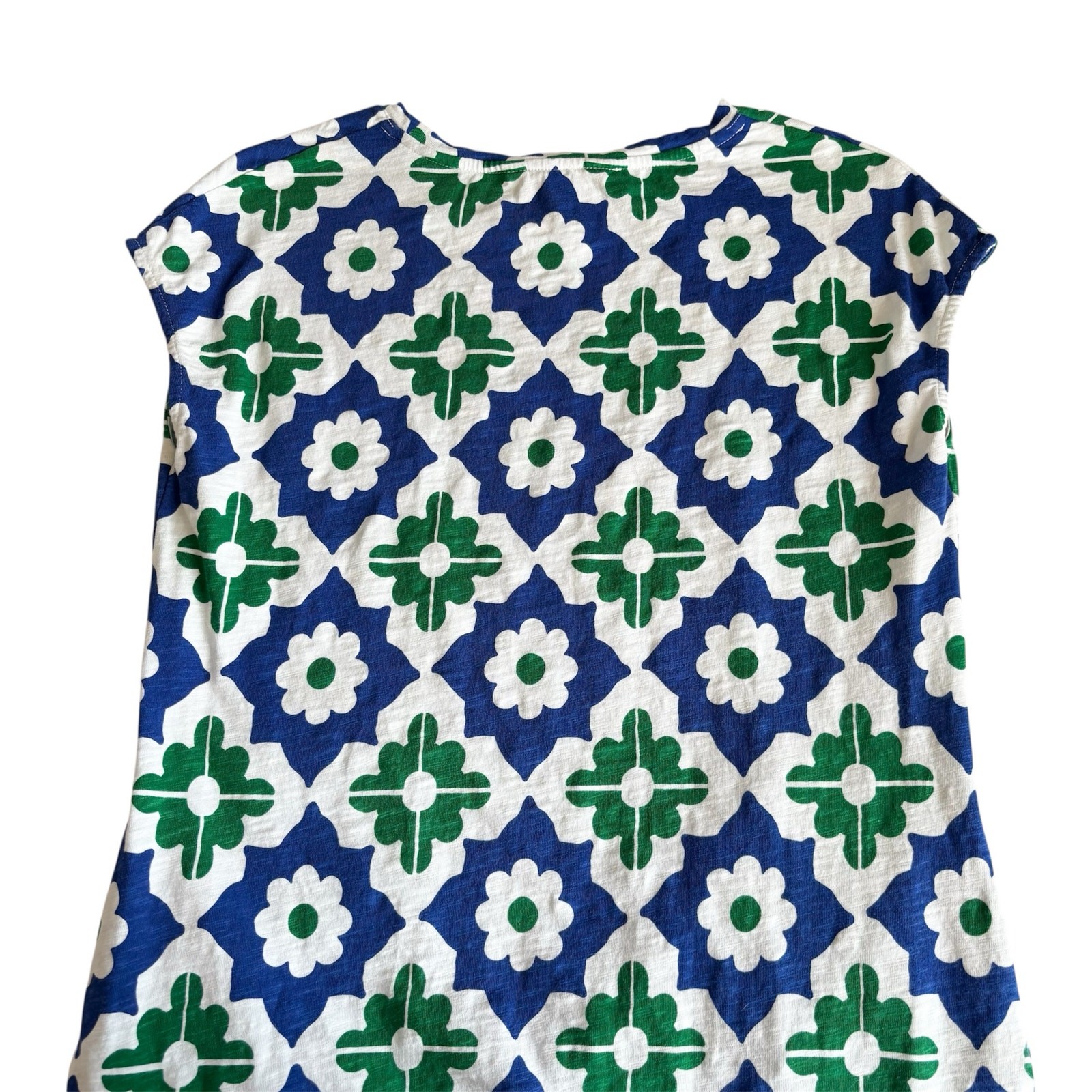 Boden Leah Green and Blue Geometric Pattern Jersey T-Shirt Dress Women’s Size 6