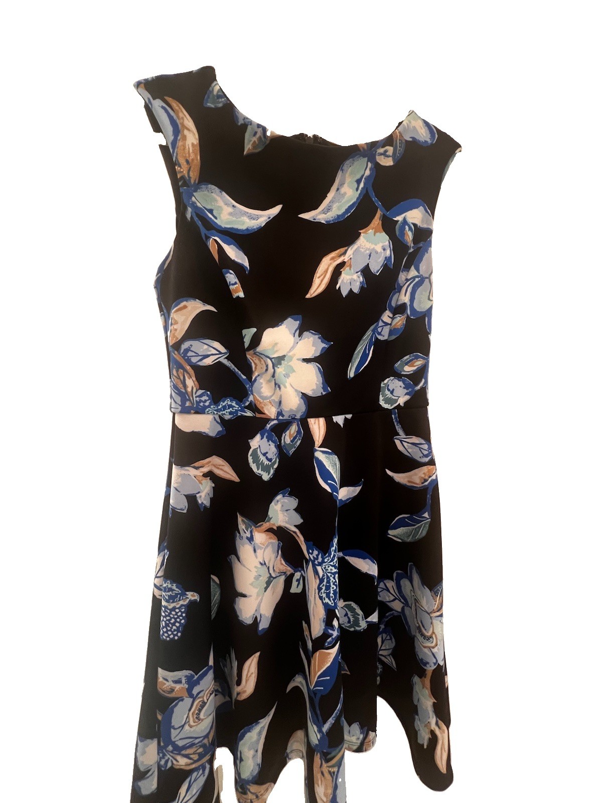 White House Black Market Black & Navy Floral Print Dress Size 6