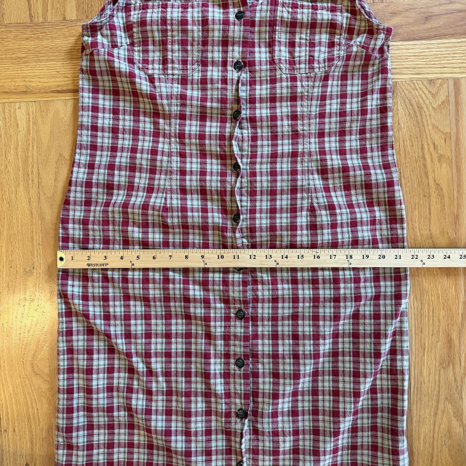 Red Plaid Sleeveless Maxi Dress Sz L 90s Y2K Grunge Western Cottagecore