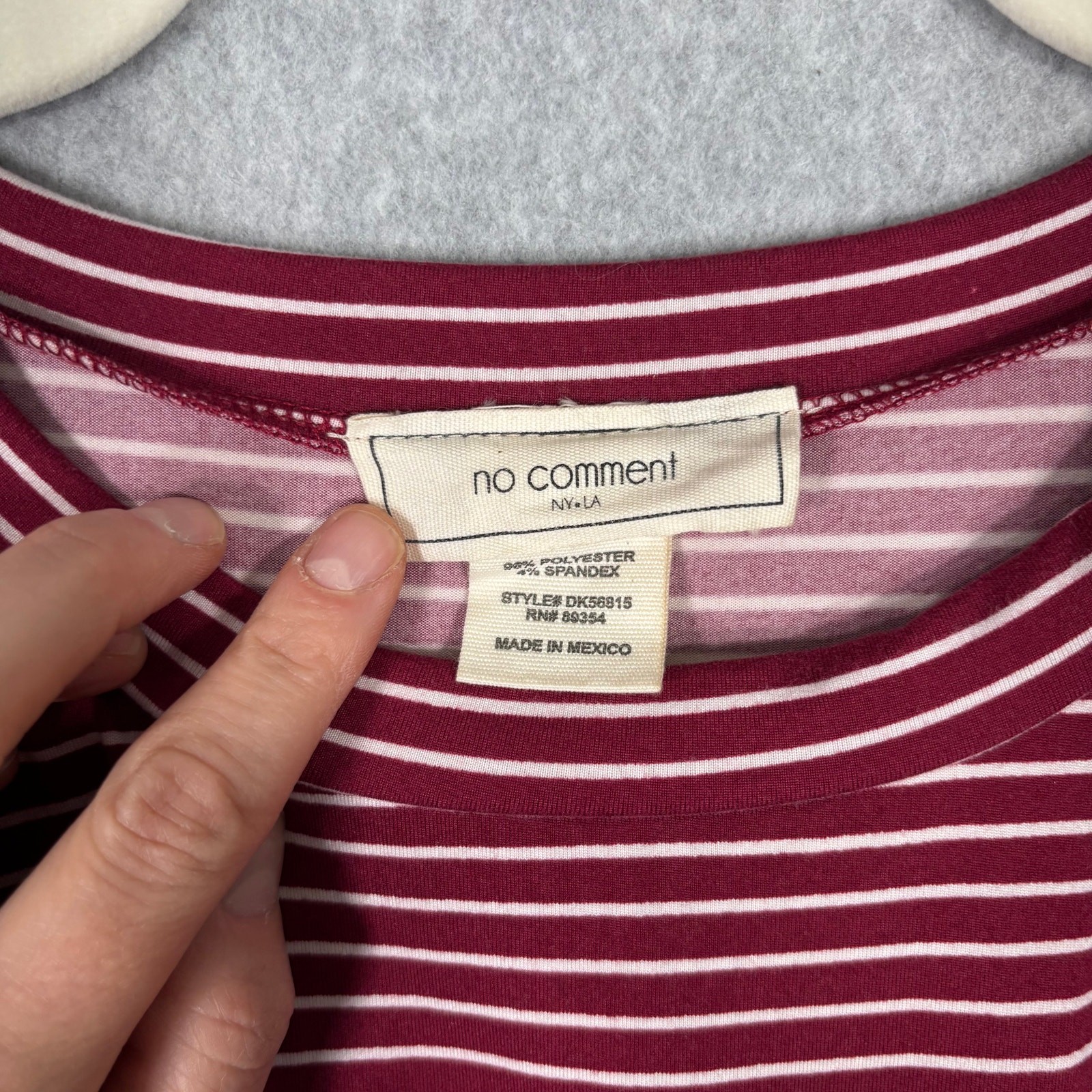 No Comment Dress Juniors Large Burgundy Shirt Twist Knot Jersey Stretch Comfort