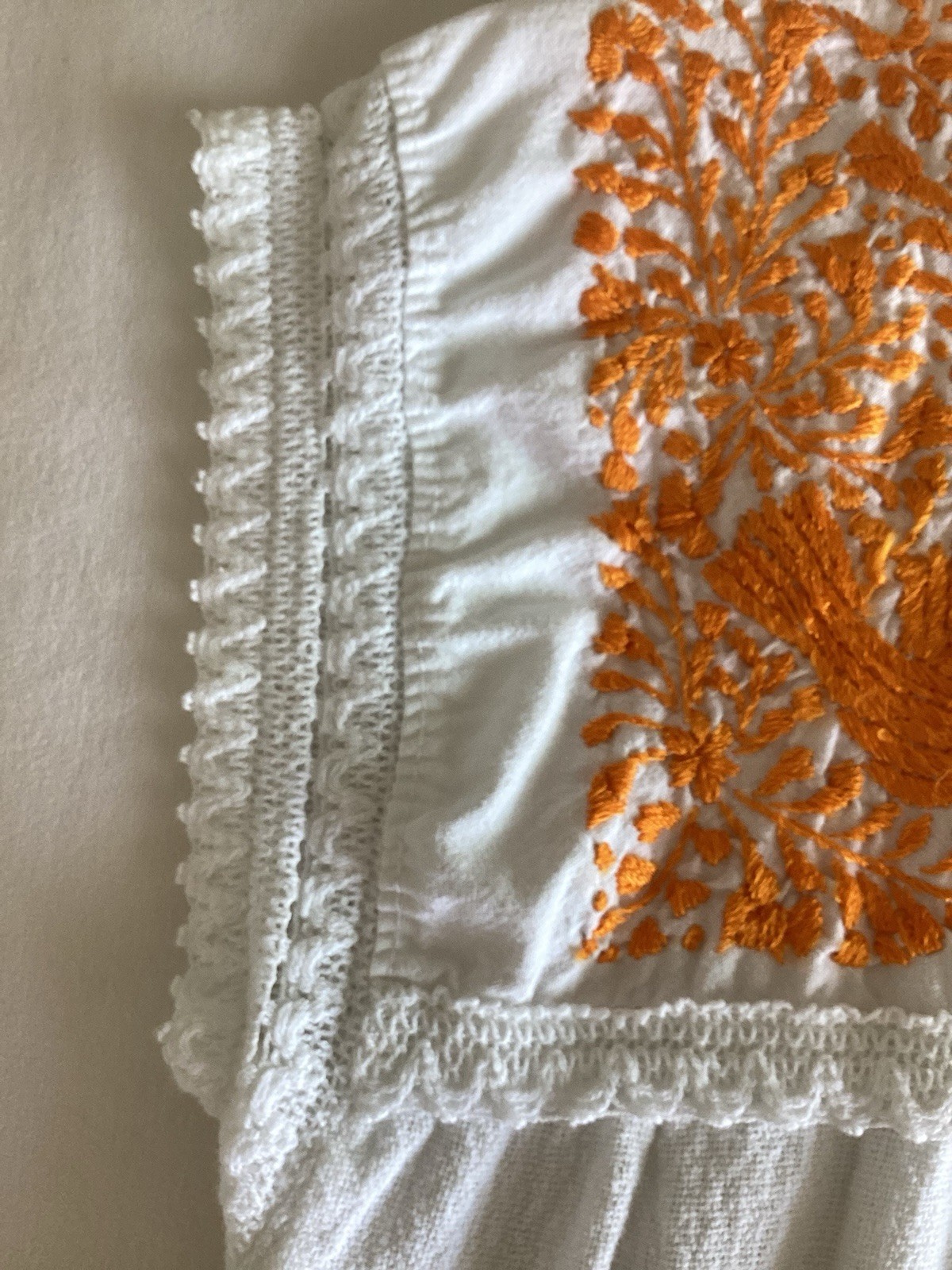NWOT Beautiful White And Orange Cotton Women’s Mexican Dress One size