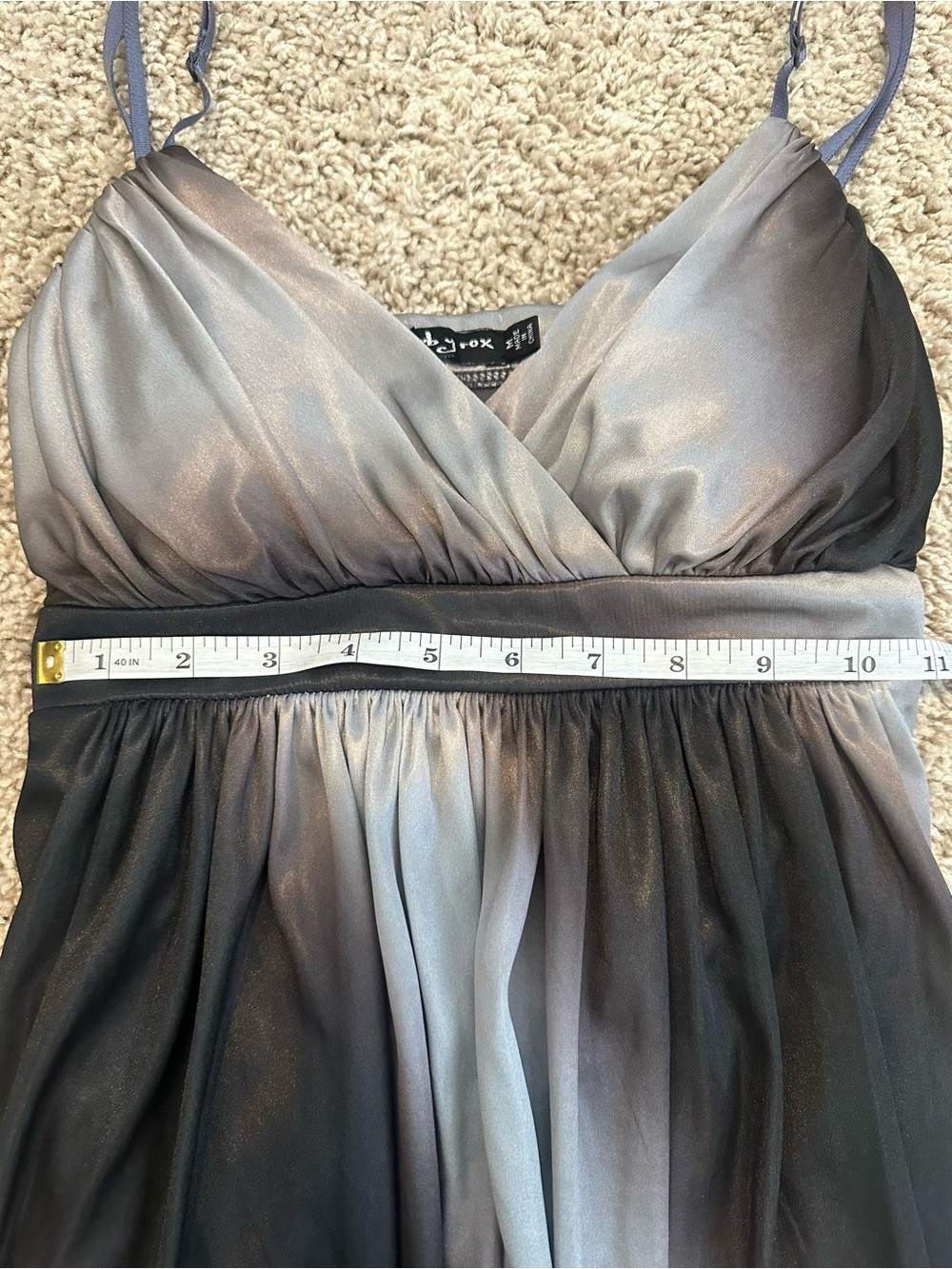 Ruby Rox Metallic Ombre V-Neck Mini Dress – Black & Silver
