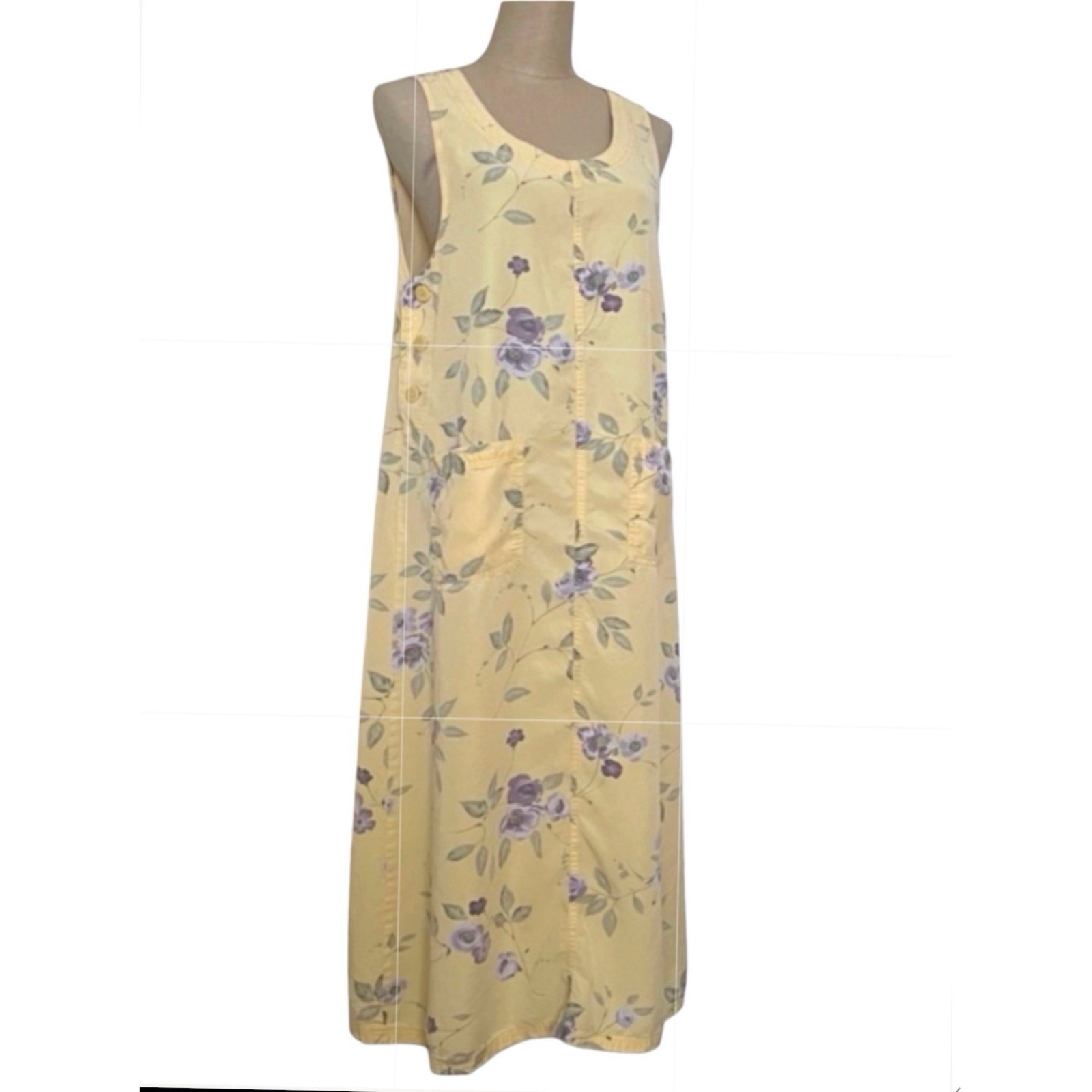 Y2K Overall Jumper Dress Floral Cottagecore Butter Yellow Size Medium Nordstrom