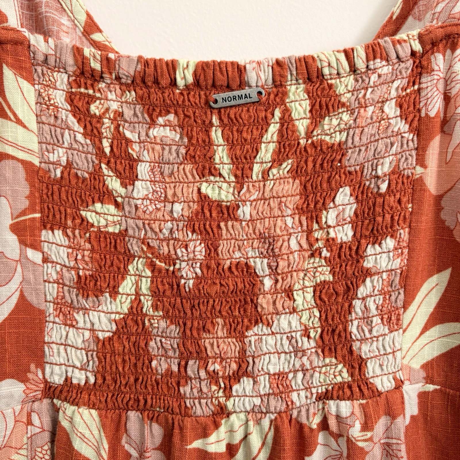 THE NORMAL BRAND Sonoran Slub Surplice Tank Mini Dress Orange Floral Resort S