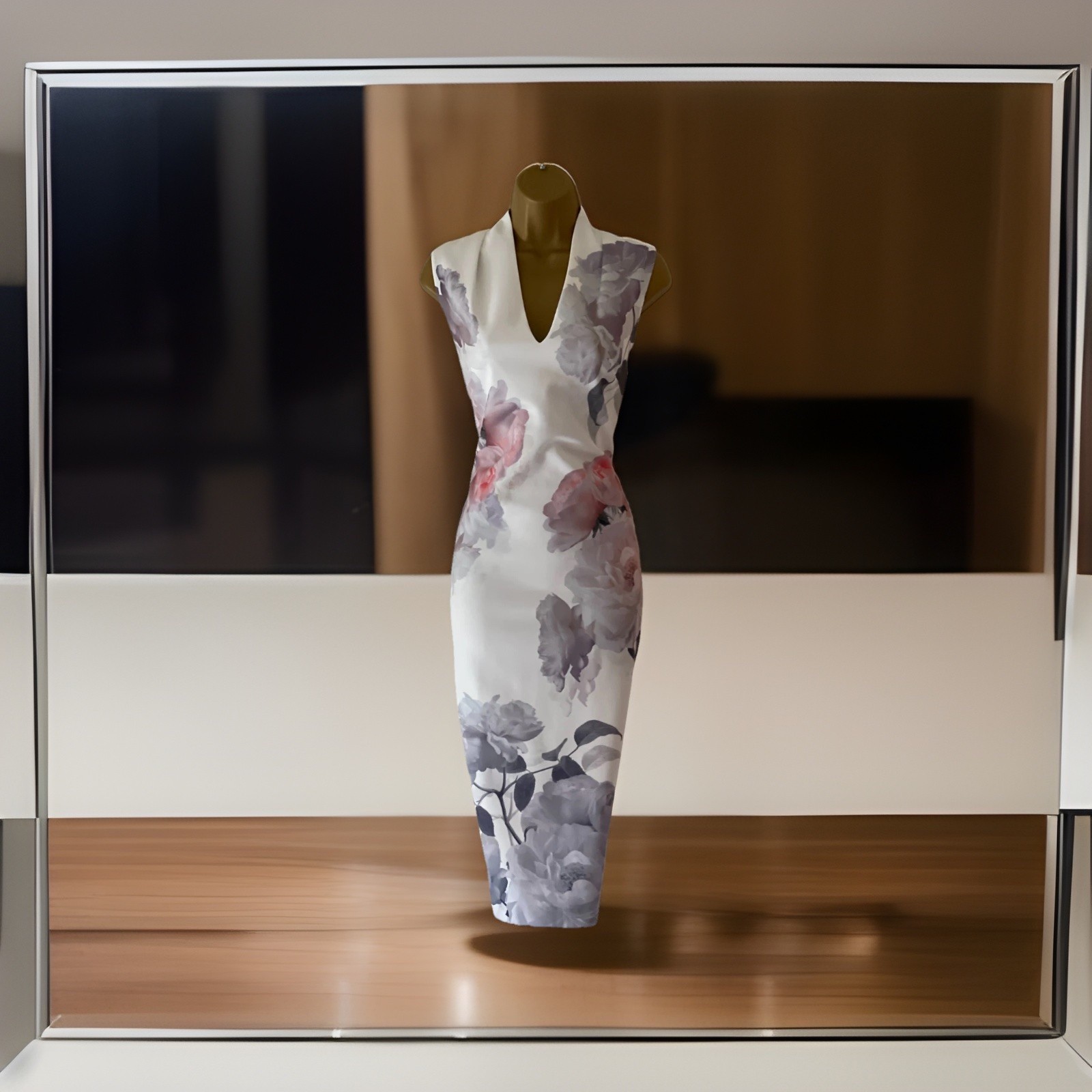 TED BAKER MARAH FLORAL BODYCON SCUBA DRESS TB SIZE 4 (UK 14) US 10 (EUR 42)