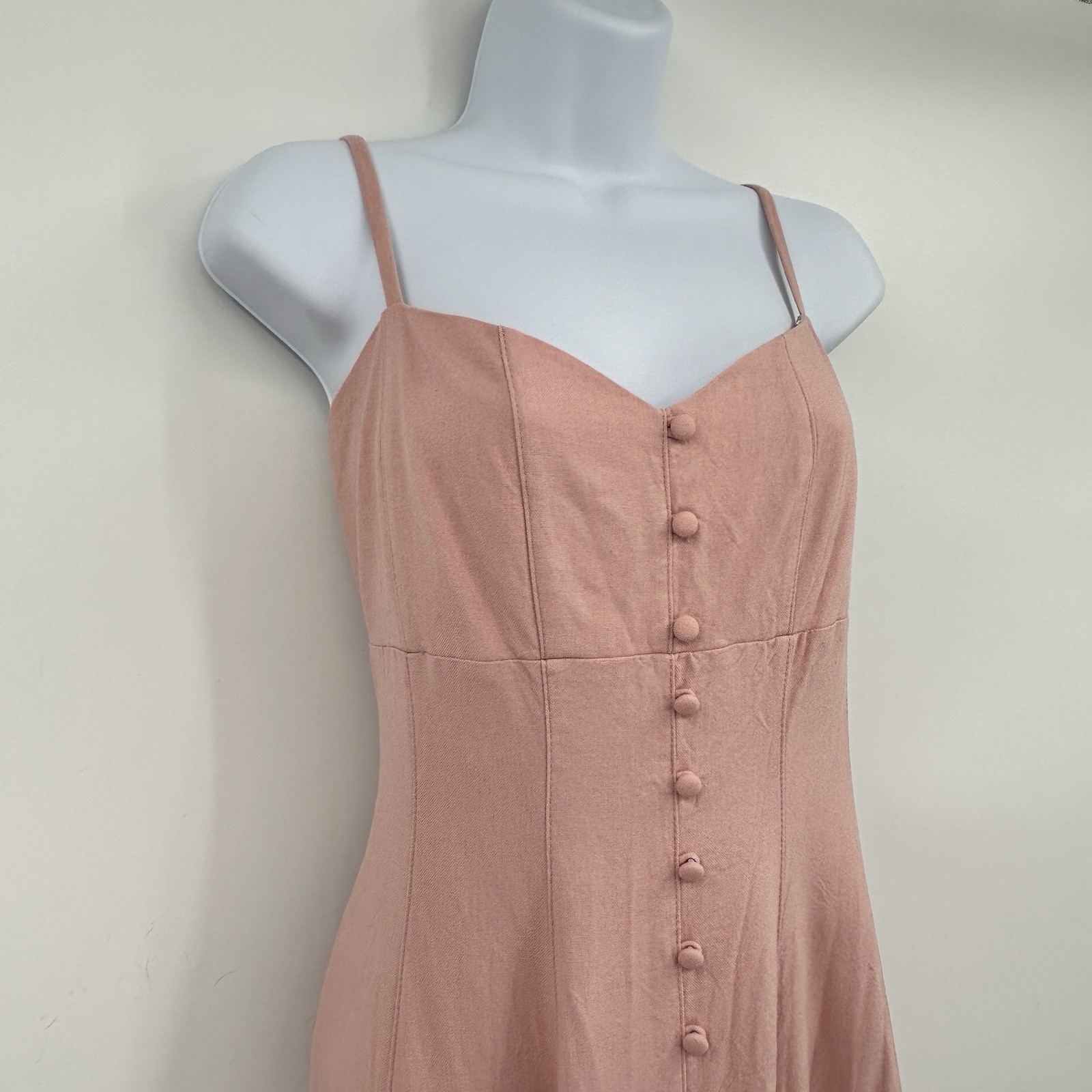 Preppy Cottage Faux Button Front Midi Dress Women 12 Coquette Feminine Romantic