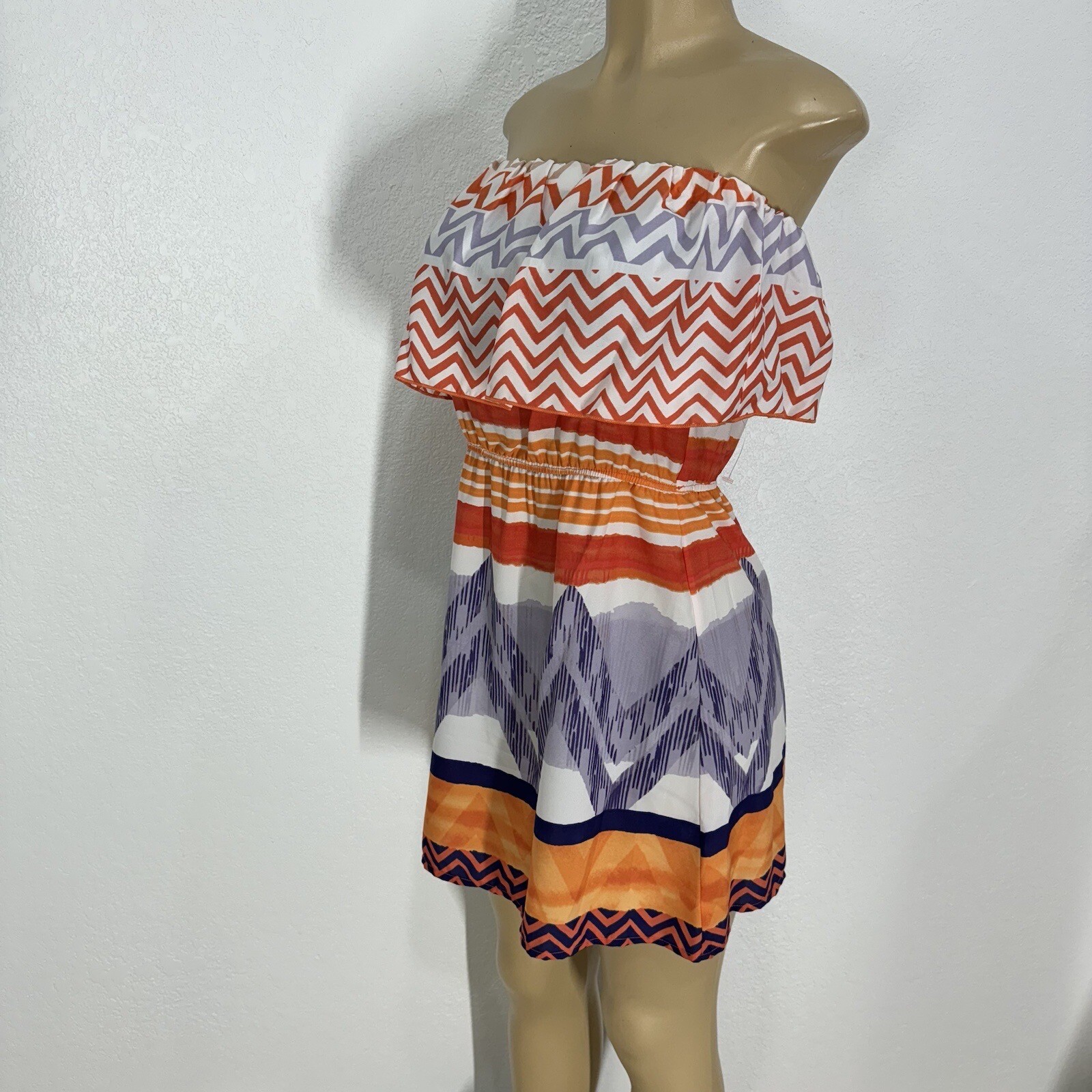 GLAM Polyester Light Weight Off The Shoulder Sun Dress Womens Size S Casual New