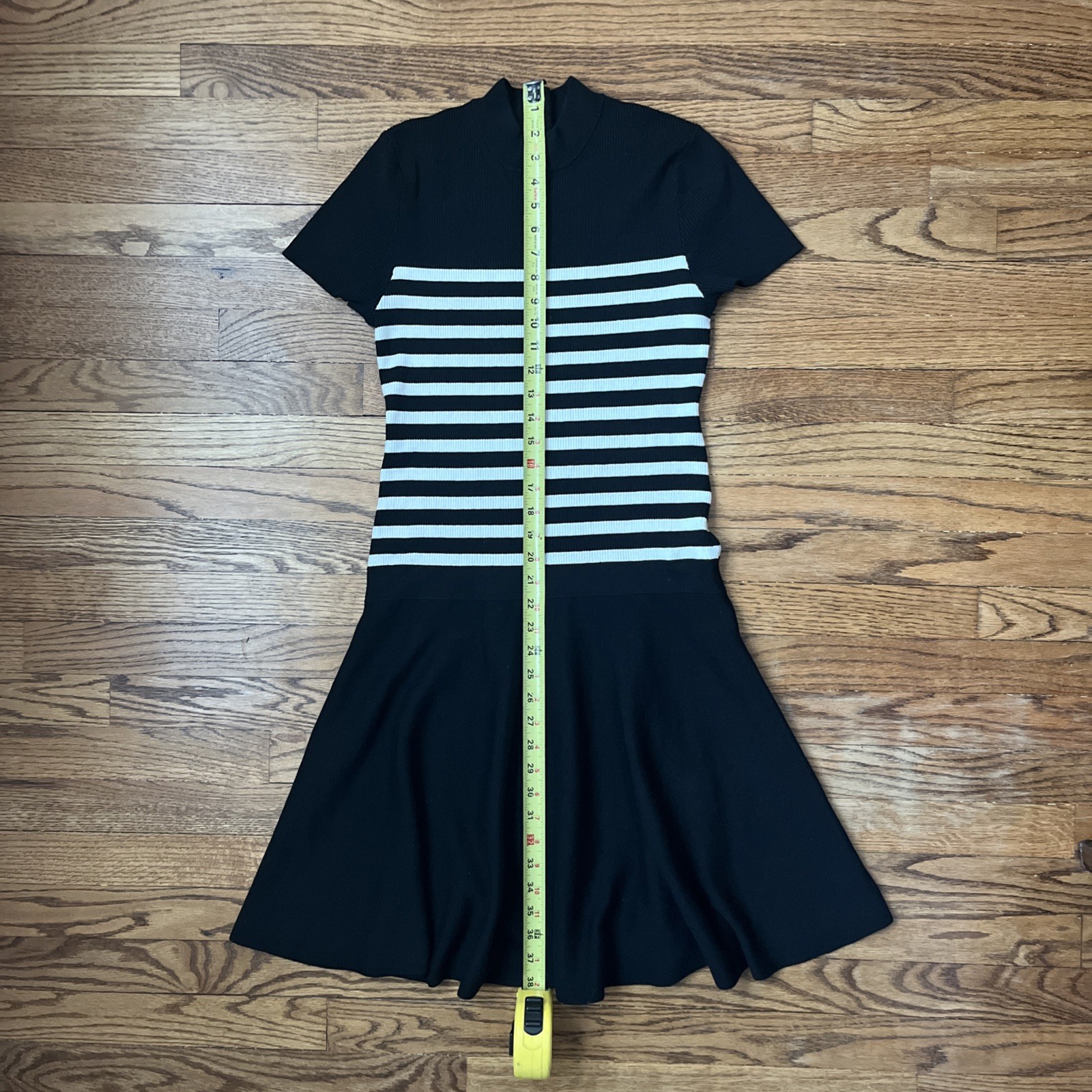 G/FORE Peter Millar Striped Black and White Mock Neck Sweater Knit Golf Dress