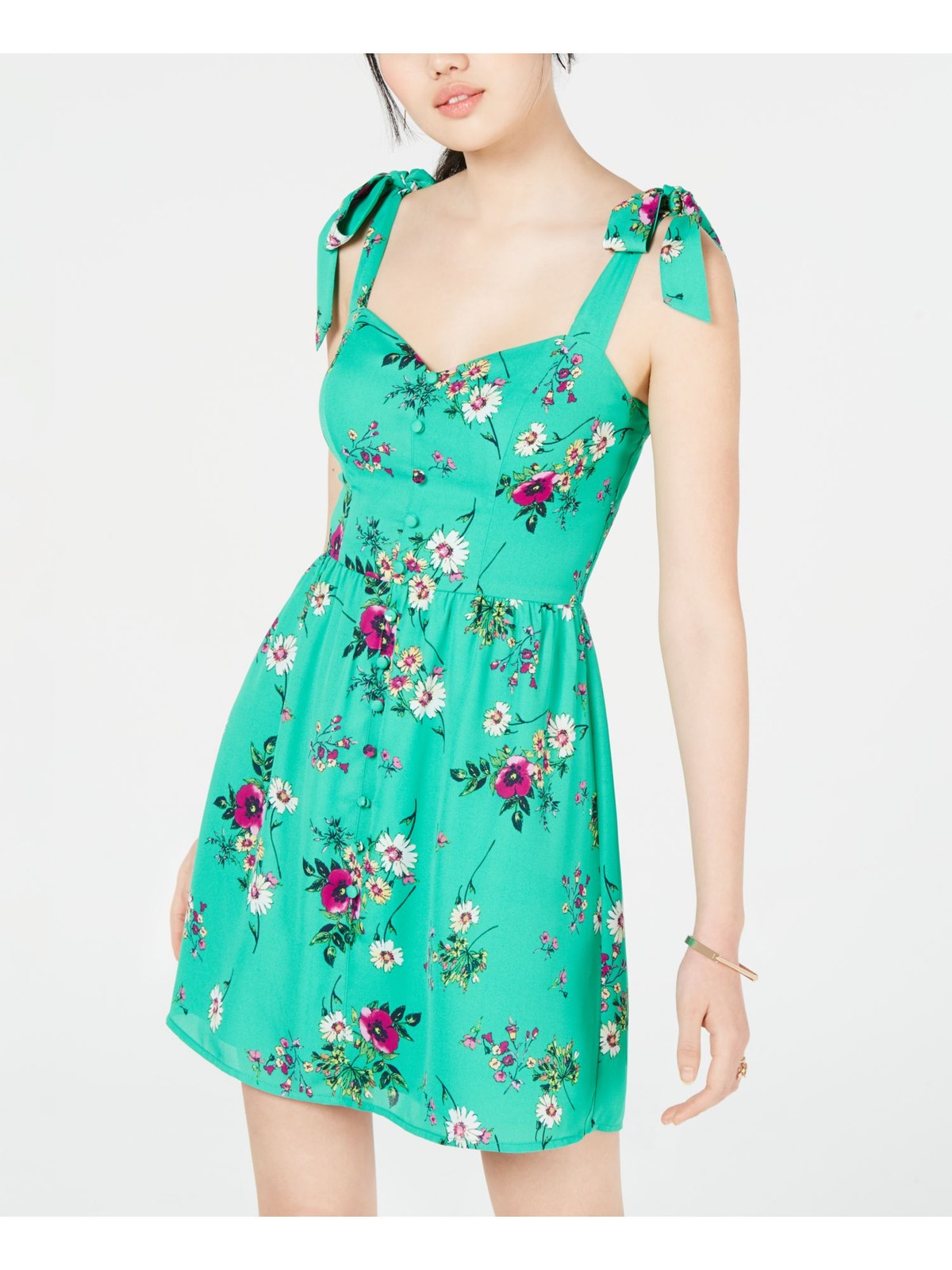 CITY STUDIO Womens Tie Shoulders Sleeveless Mini Sheath Dress