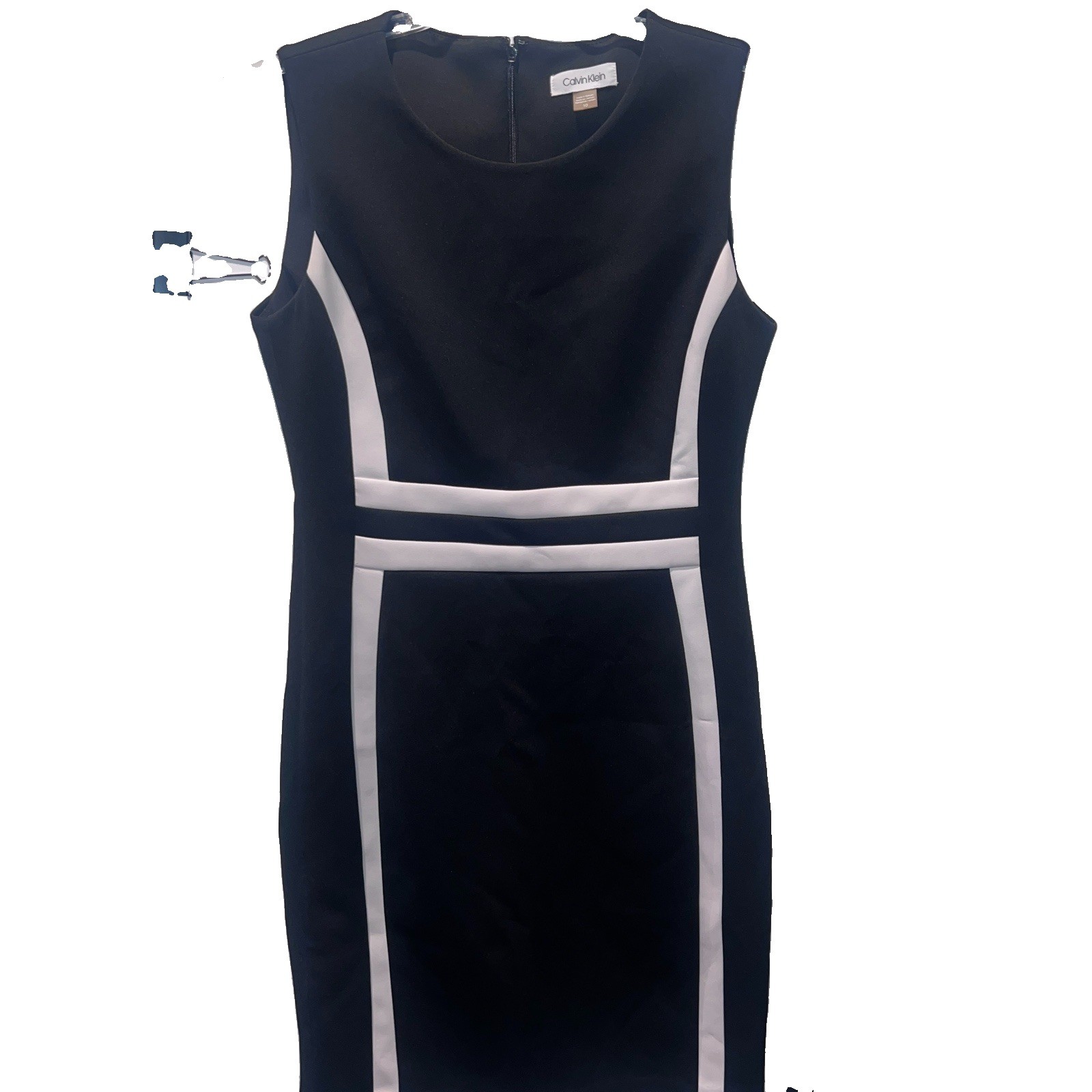 Calvin Klein 10 Dress Colorblock Scuba Knit Black White Career Work Office Chic