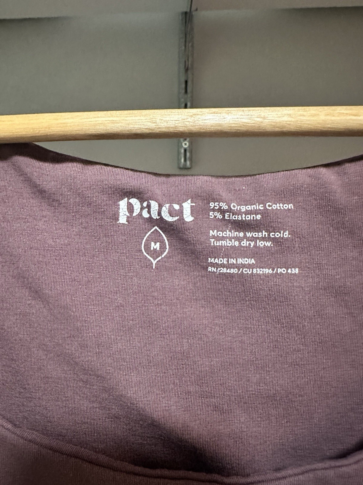 Pact Women’s Medium Mulberry 3/4 Sleeve Knit Dress Organic Cotton, Midi A Line