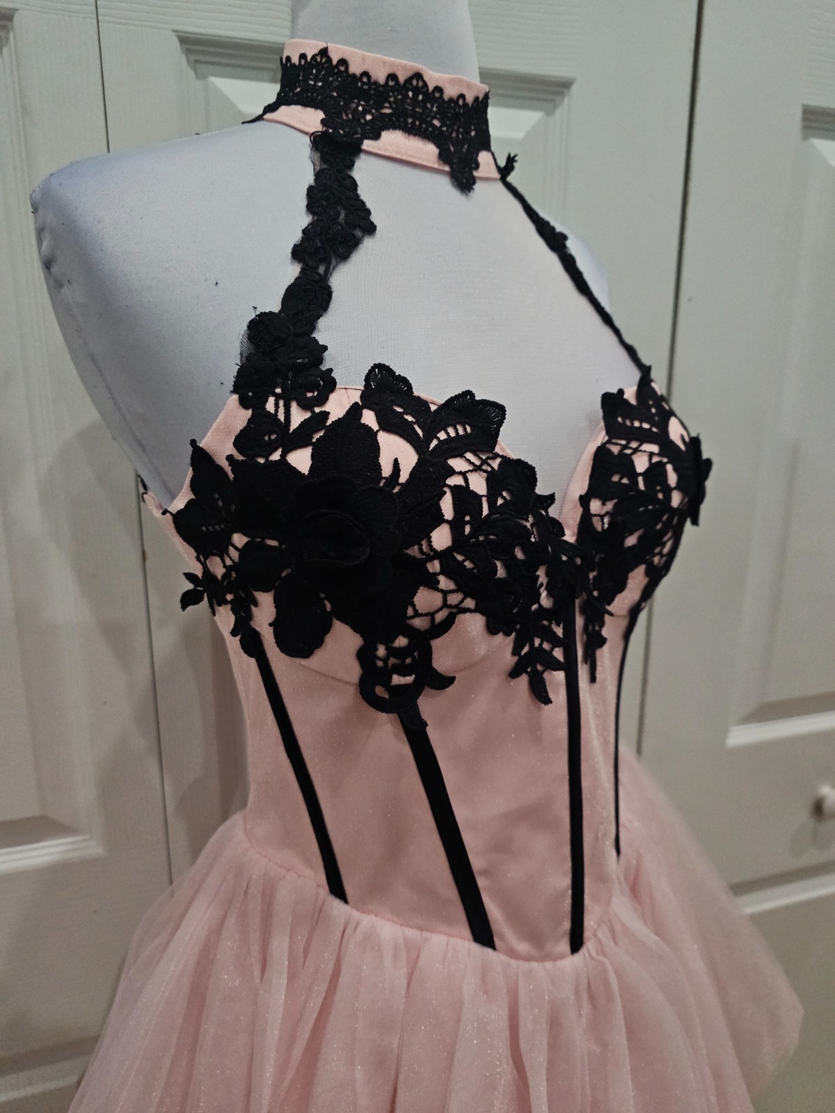 Dolls Kill Unholy Pastel Goth Pink Black Lace The Night Of Corset Tutu Dress S
