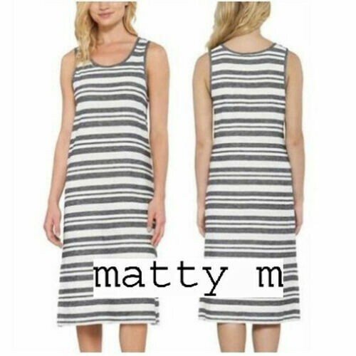 MATTY M Women’s Stripe Charcoal Sleeveless Tank Dress Size M