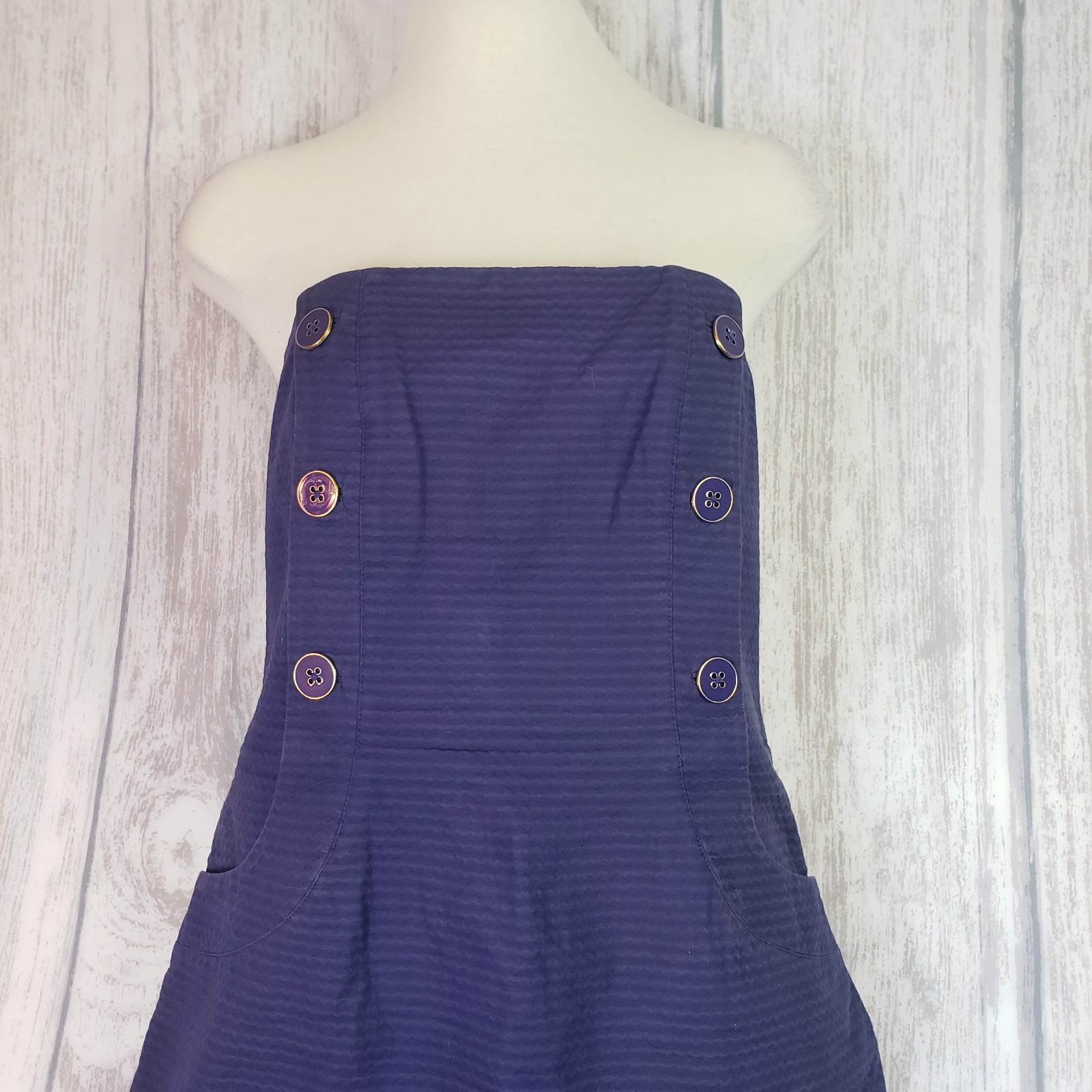 Lilly Pulitzer Vanna Navy Strapless Dress Size 6 Cotton Nautical Classic