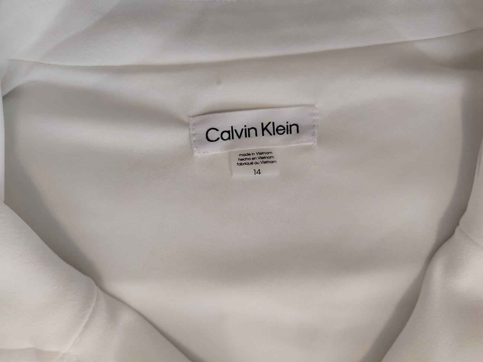 Calvin Klein women’s sleevless moto dress with tie belt white/cream NWT Size 14