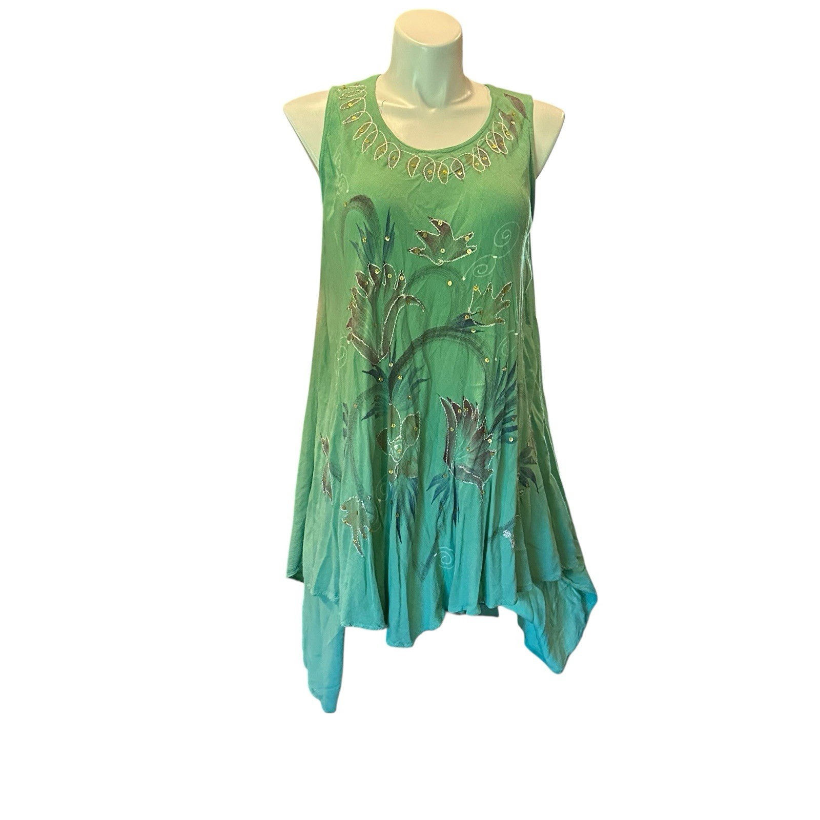 Just Love Women’s Free Plus Dress Green Sleeveless Pullover High Low Knee Dress
