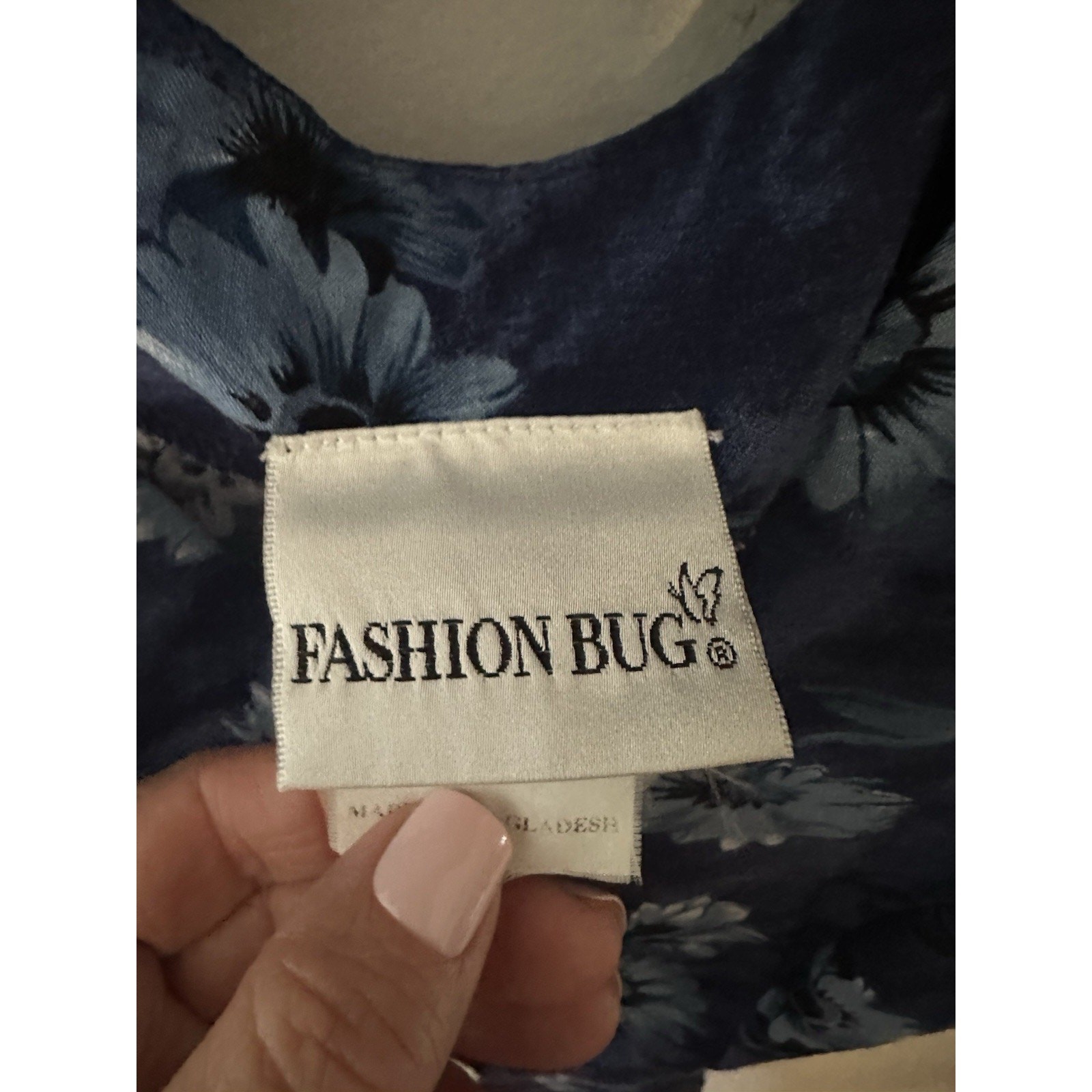 Vintage Floral Dress Pearl Button Front Cottage Y2K 90s Sz.3/4 Blue Strappy Back