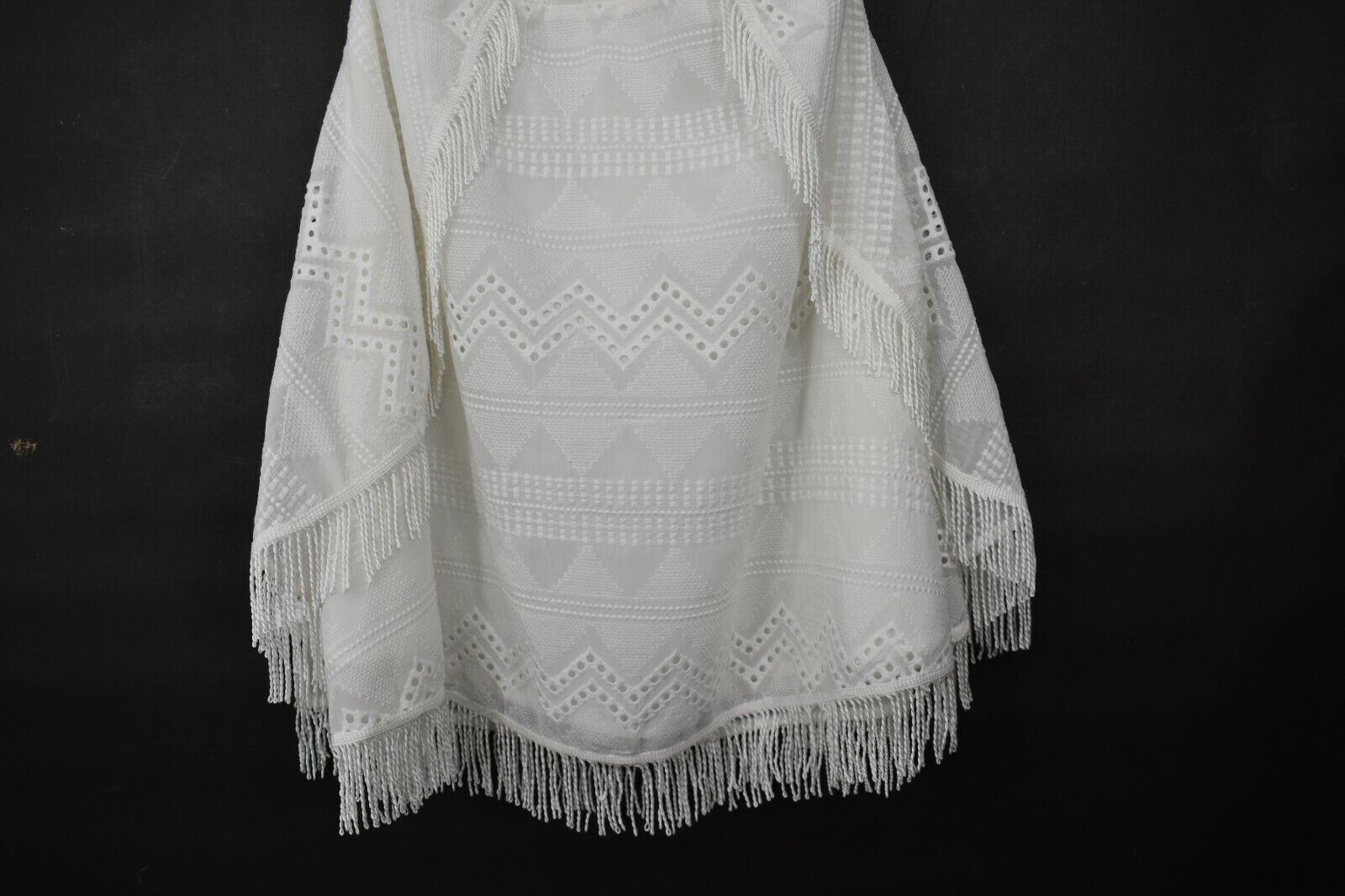 Endless Rose Womens White Adjustable Strap Fringe Hem Strappy Lace Dress M