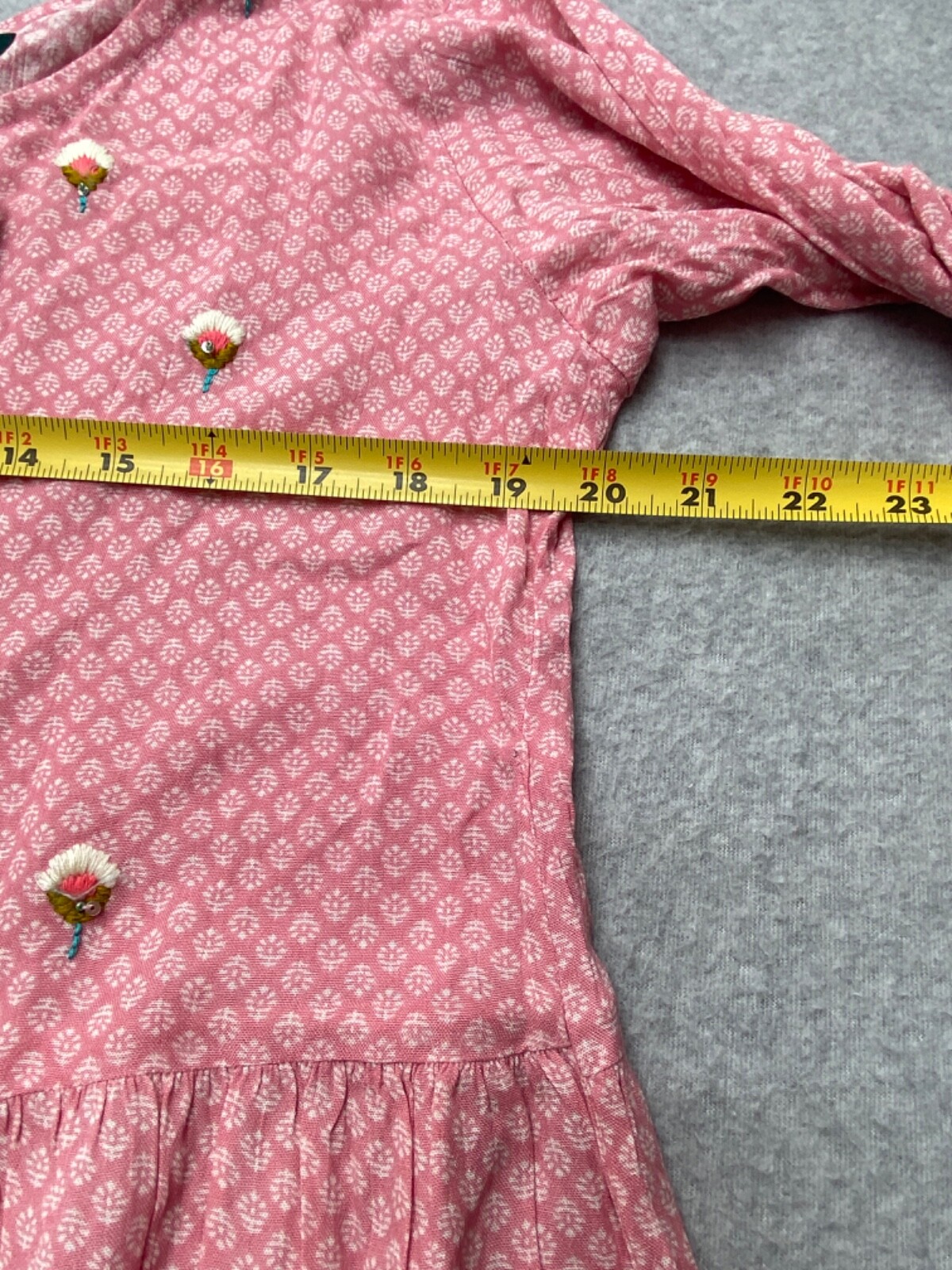 Mittoo by Khantil Womens Dress XL Boho Embroidered Maxi Pink Cottagecore