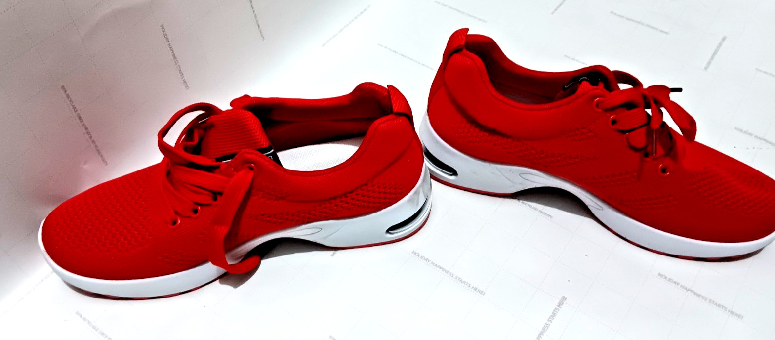 Women’s Red/White Solid Low Top Lace-Up Athletic Sneaker Shoes Activewear