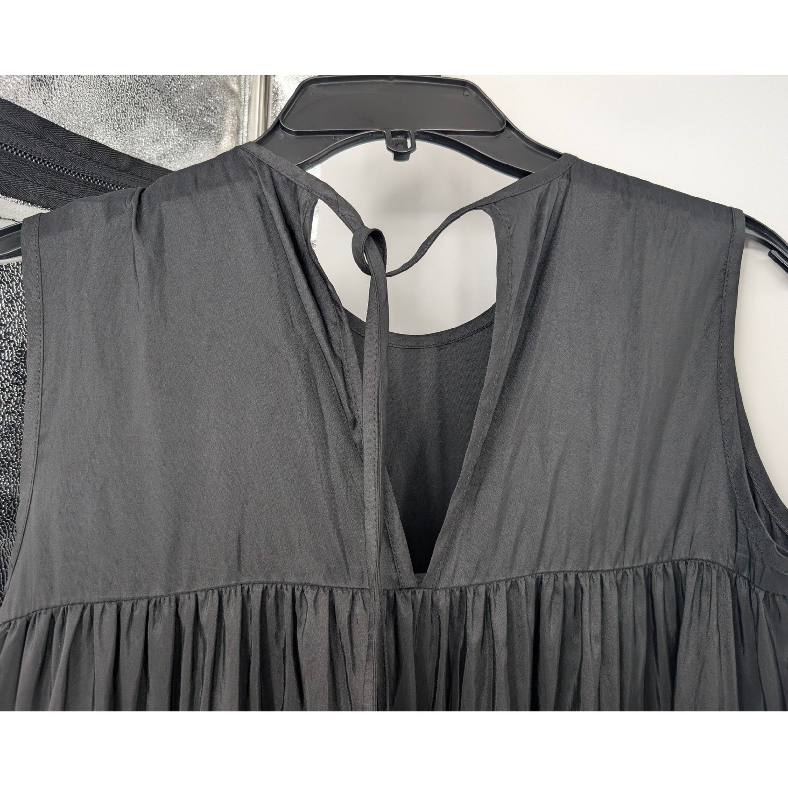 Cecilie Bahnsen Emmi Faille Tiered Midi Dress Black UK10 US6 Sleeveless