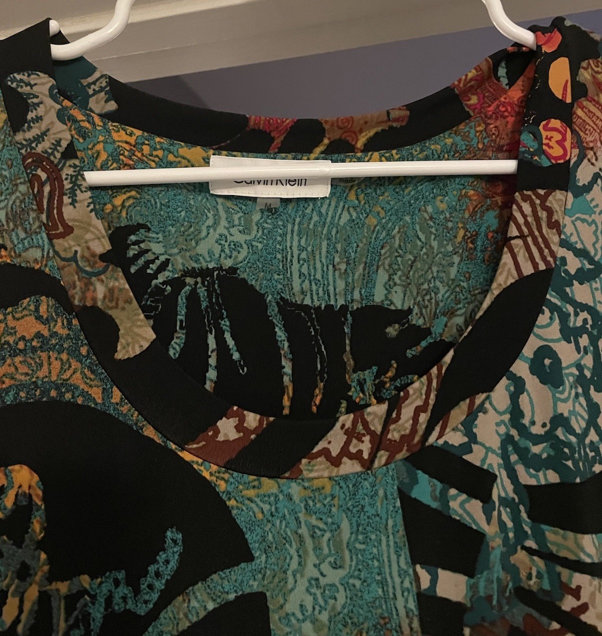 Calvin Klein Dress Multi Funky Below The Knee Size Medium Used Good Condition