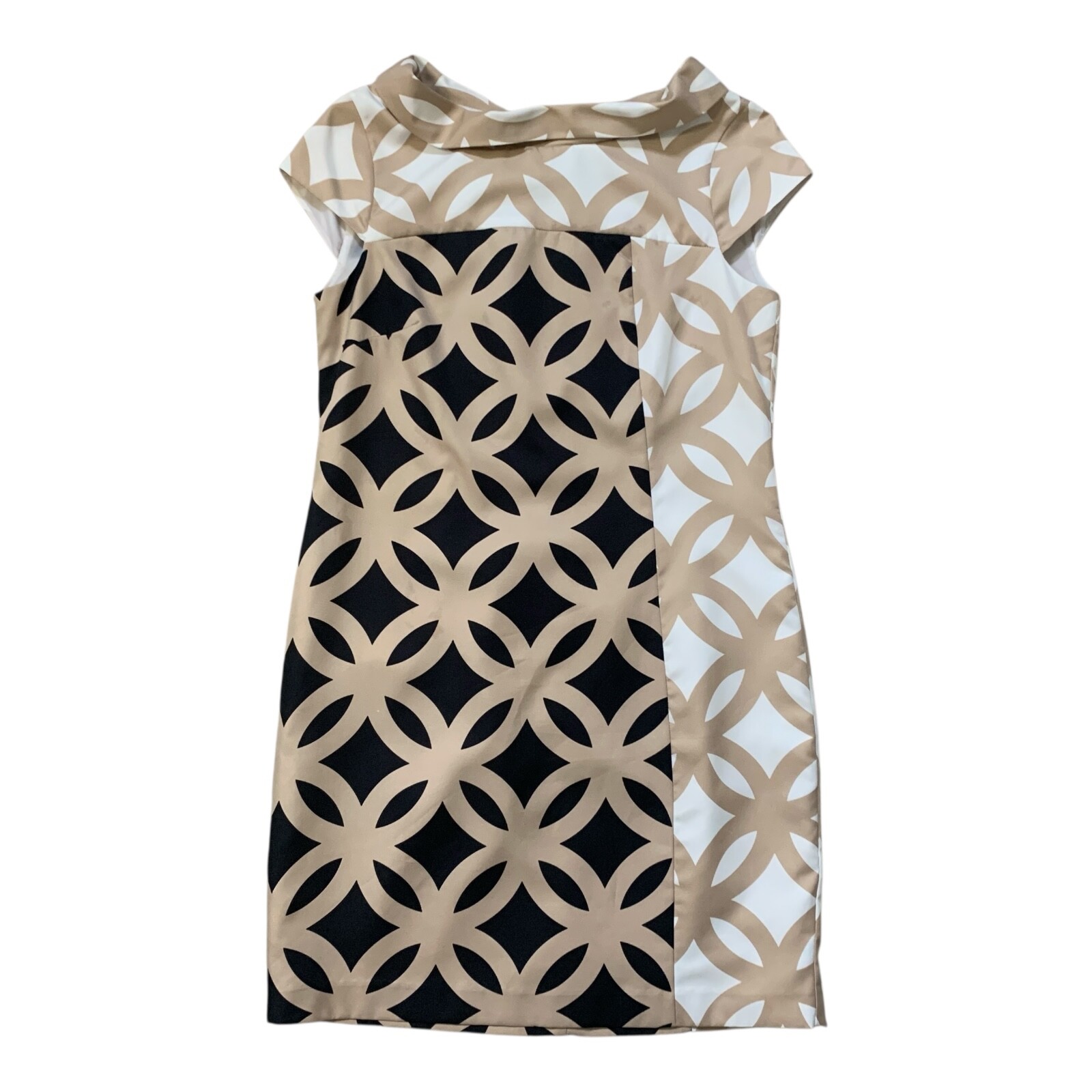 Gabby Skye Dress SZ 10 Black Brown Sleeveless Mock Turtleneck Knee Length