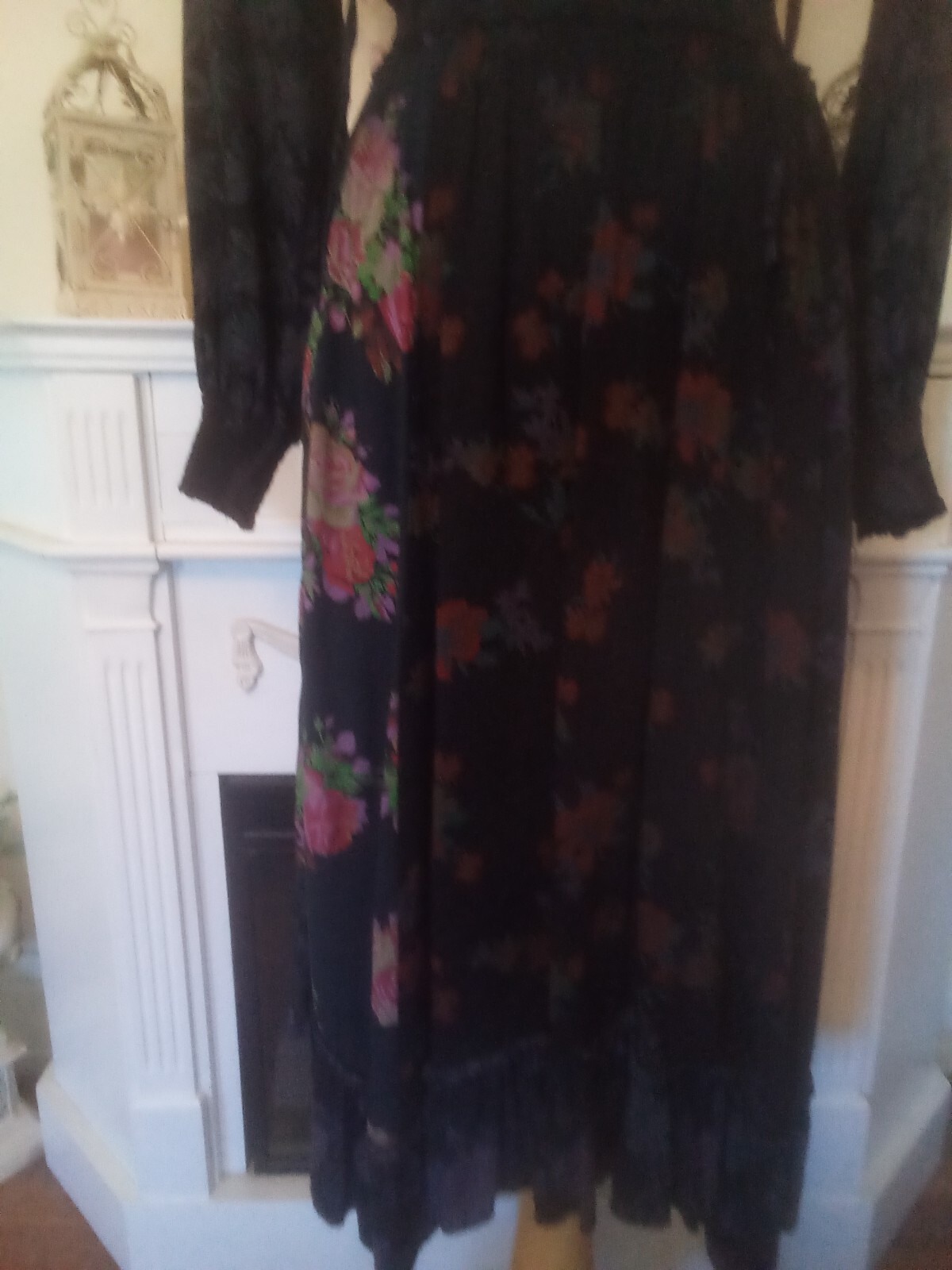 Sacred Threads Floral Black Dress S/M